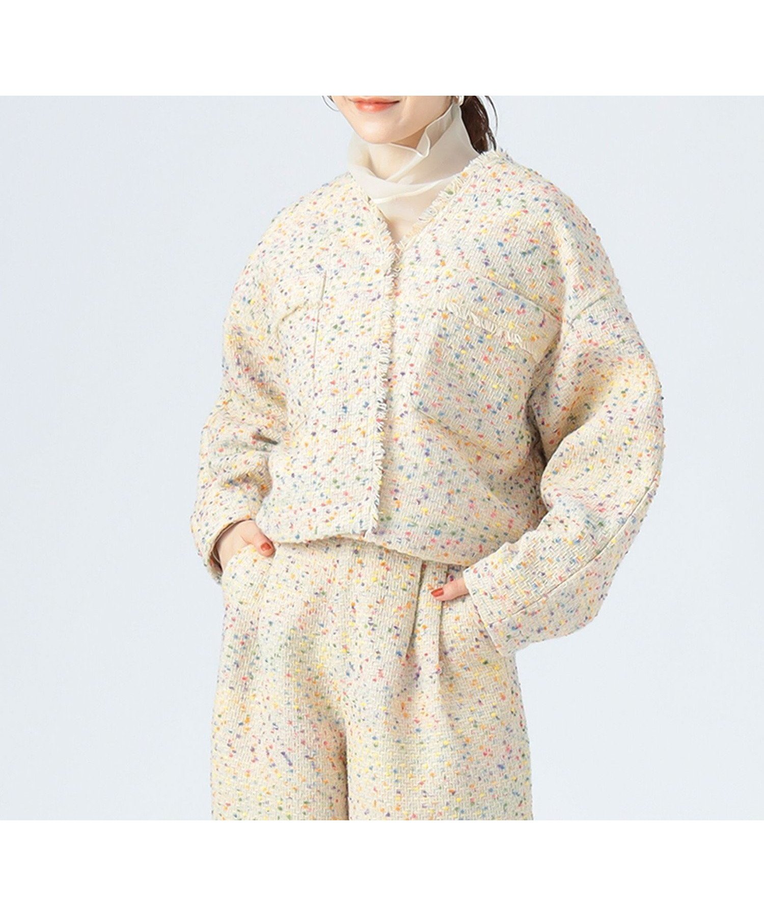 【ビームス ハート/BEAMS HEART】のカラーネップ ツイードブルゾン インテリア・キッズ・メンズ・レディースファッション・服の通販 founy(ファニー) 　ファッション　Fashion　レディースファッション　Fashion for Women　アウター　Coat / Outerwear Collection　ブルゾンジャケット・スポーティアウター　Blouson Jackets　秋　Autumn　クラシカル　Classical, Vintage-Inspired　今季　This Season, Current Season　サテン　Satin, Glossy Fabric　セットアップ　Set-Up, Coordinated Outfit　ツイード　Twill, Twill Weave　デニム　Denim, Jeans Material　ネップ　Nepp, Slub Yarn　バランス　Balance, Style Balance　ブルゾン　Blouson, Bomber Jacket　プリーツ　Pleats, Pleated　ミックス　Mix, Mixed Style　ランダム　Random, Irregular　冬　Winter / This Winter　おすすめ　Recommended / Our Picks　IVORY|ID: prp329100004836082 ipo3291000000035226405