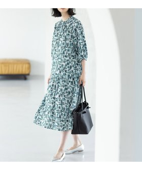 【エーシーデザインバイアルファキュービック/A/C DESIGN BY ALPHACUBIC】のアルコラージュプリントワンピース 人気、トレンドファッション・服の通販 founy(ファニー) ファッション Fashion レディースファッション Fashion for Women ワンピース Dresses フォルム Silhouette, Form 秋 Autumn |ID:prp329100004836084