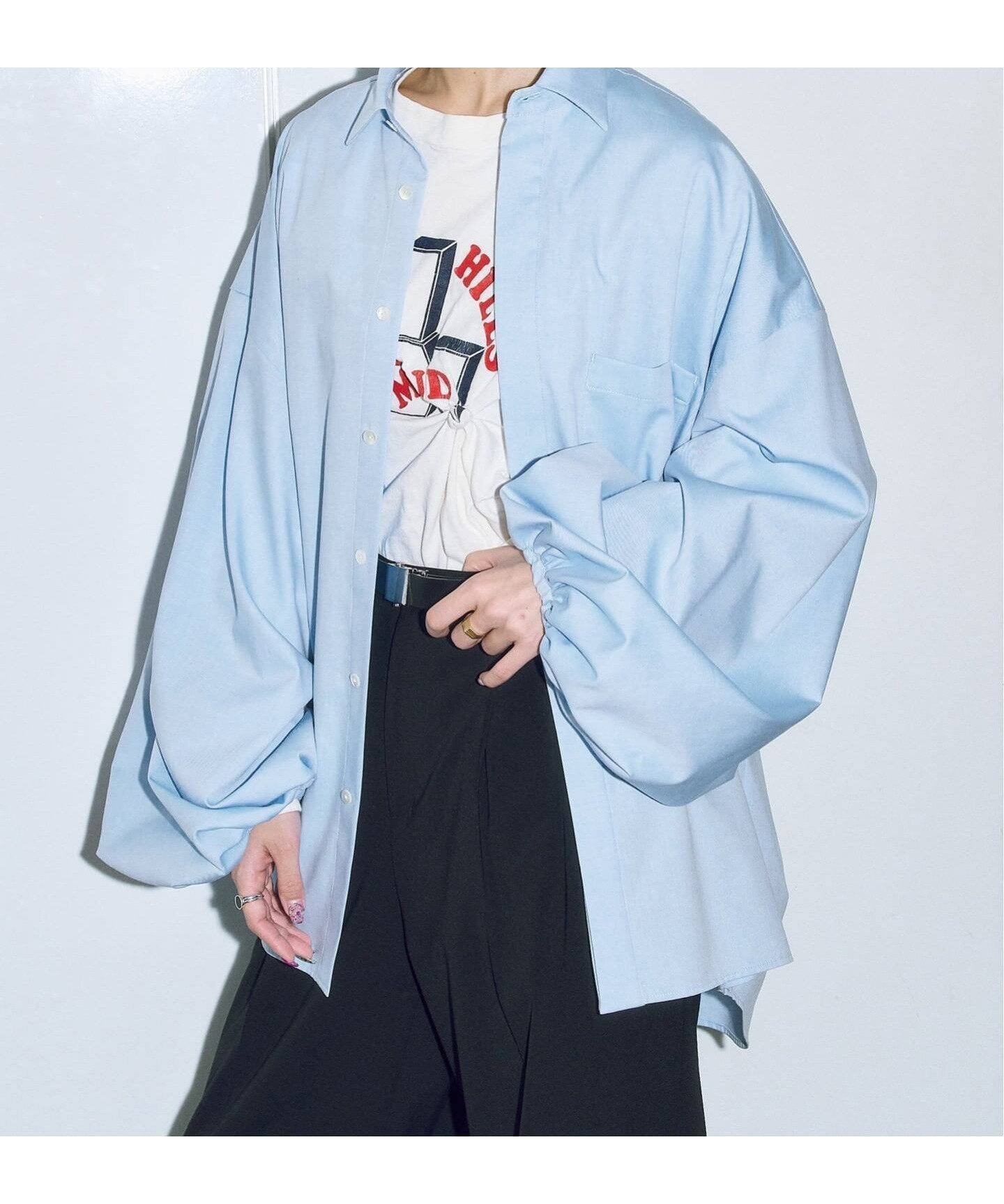 【シティーショップ/CITYSHOP】のBALLOON CUFF シャツ インテリア・キッズ・メンズ・レディースファッション・服の通販 founy(ファニー) 　ファッション　Fashion　レディースファッション　Fashion for Women　トップス・カットソー　Cut & Sew Tops　シャツ・ブラウス・オフィスカジュアル　Elegant Blouses & Button-Ups　2026年　2026　ストライプ　Stripe, Striped Pattern　スリーブ　Sleeve, Long Sleeve / Short Sleeve　フォルム　Silhouette, Form　フロント　Front, Front Design　リラックス　Relax, Relaxed Fit　春　Spring　無地　Plain, Solid Color　羽織　Haori, Light Jacket　ブルー|ID: prp329100004836094 ipo3291000000035226514