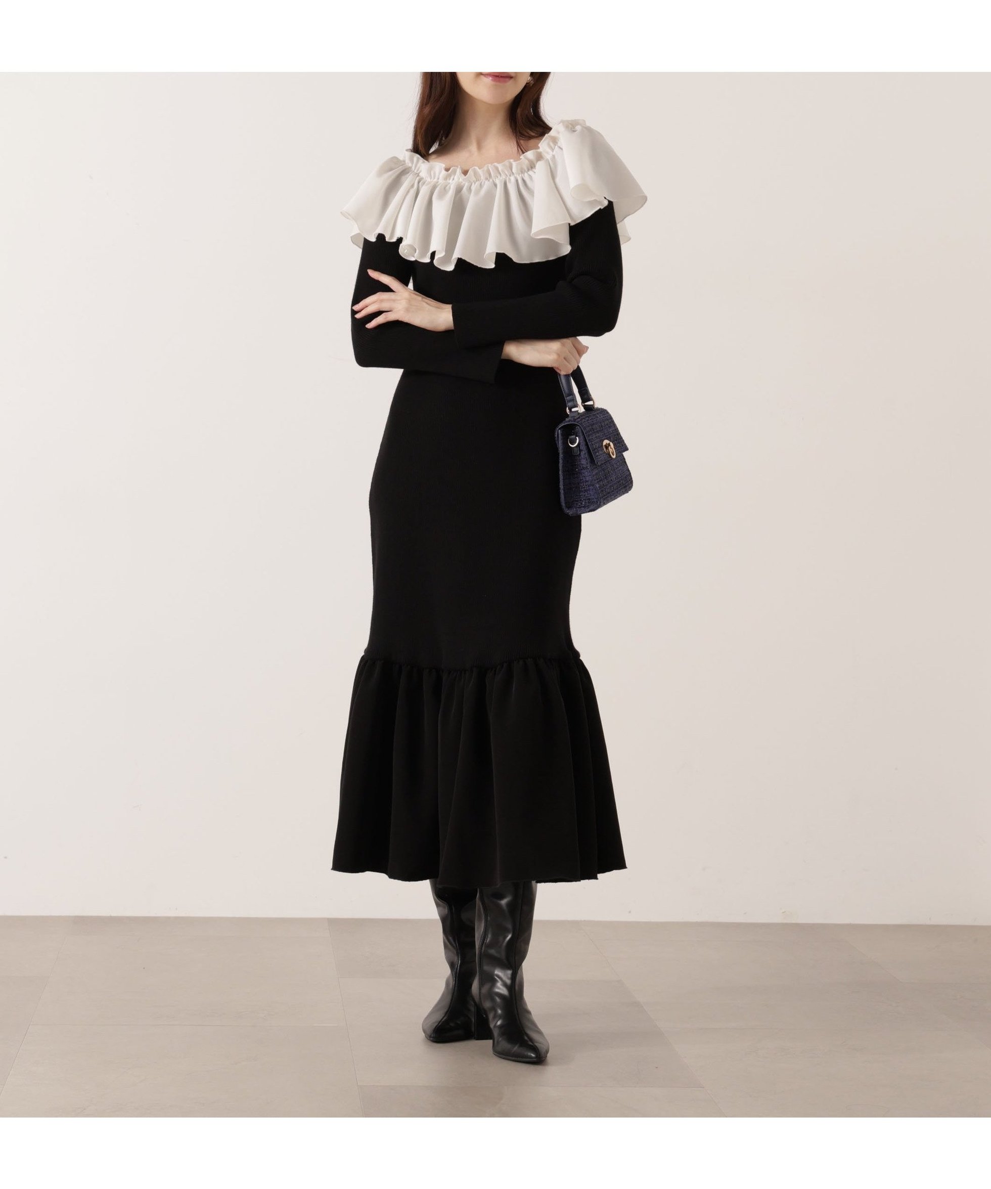 【プロポーション ボディドレッシング/PROPORTION BODY DRESSING】の2wayオフショルニットワンピース 25AW 人気、トレンドファッション・服の通販 founy(ファニー) 　ファッション　Fashion　レディースファッション　Fashion for Women　ワンピース　Dresses　ニットワンピース　Knit Dresses　2025年　2025　2025-2026秋冬・A/W　Autumn/Winter 2025–26 AW25–26　ラッフル　Ruffle, Frill　 other-1|ID: prp329100004836107 ipo3291000000035226651