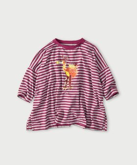 【フォーティファイブ アール/45R】のボーダー天竺フラミングウェイプリントのビッグスリットTシャツ(トップ) 人気、トレンドファッション・服の通販 founy(ファニー) ファッション Fashion レディースファッション Fashion for Women トップス・カットソー Cut & Sew Tops シャツ・ブラウス・オフィスカジュアル Elegant Blouses & Button-Ups ロングTシャツ・Tシャツ Longline T-Shirts & Tees カラフル Colorful Design スリット Slit, Slit Detail バンダナ Bandana, Head Scarf ビッグ Big, Oversized ボーダー Border, Stripe |ID:prp329100004836113