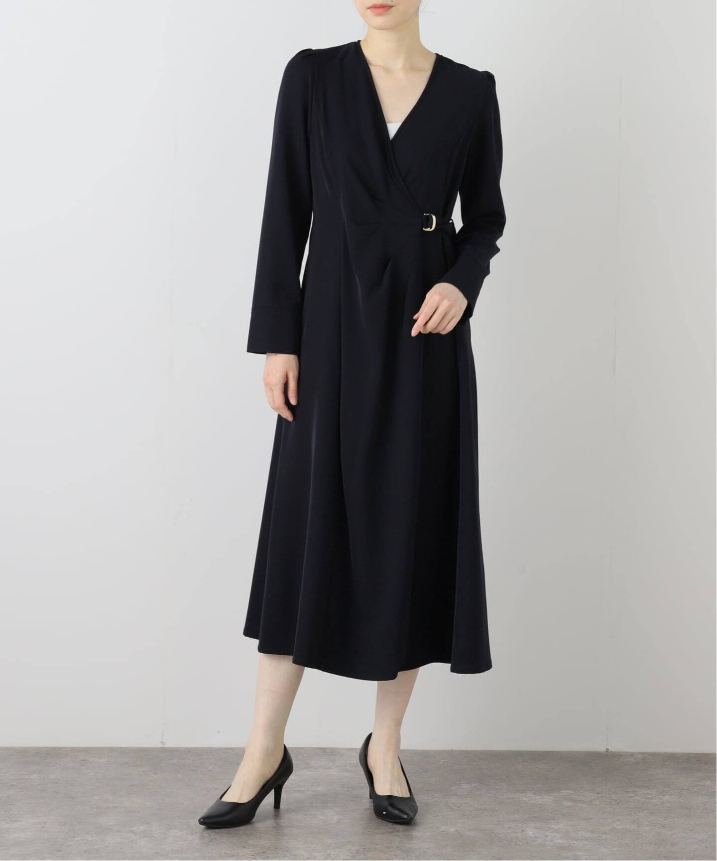 【ラ トータリテ/La TOTALITE】の【洗える】カシュクールワンピース インテリア・キッズ・メンズ・レディースファッション・服の通販 founy(ファニー) 　ファッション　Fashion　レディースファッション　Fashion for Women　ワンピース　Dresses　2026年　2026　とろみ　Fluid, Flowy Fabric　スマート　Smart, Elegant　洗える　Machine Washable　ネイビー|ID: prp329100004836125 ipo3291000000035226854