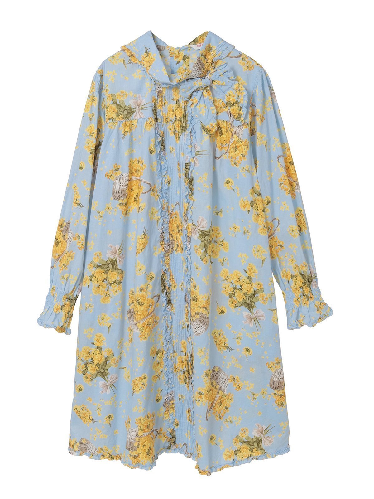 【ピンクハウス/PINK HOUSE】のなのはなプリントチュニックブラウス 人気、トレンドファッション・服の通販 founy(ファニー) 　ファッション　Fashion　レディースファッション　Fashion for Women　トップス・カットソー　Cut & Sew Tops　シャツ・ブラウス・オフィスカジュアル　Elegant Blouses & Button-Ups　チュニック　Tunic, Long Top　フェミニン　Feminine, Girly　フリル　Frill, Ruffle　フレンチ　French, French Style　フロント　Front, Front Design　ブローチ　Brooch, Pin Brooch　プリント　Print, Printed Pattern　リボン　Ribbon, Bow　ロマンティック　Romantic, Feminine Style　ワンポイント　One Point, Statement Accent　春　Spring　 other-1|ID: prp329100004836129 ipo3291000000035226870