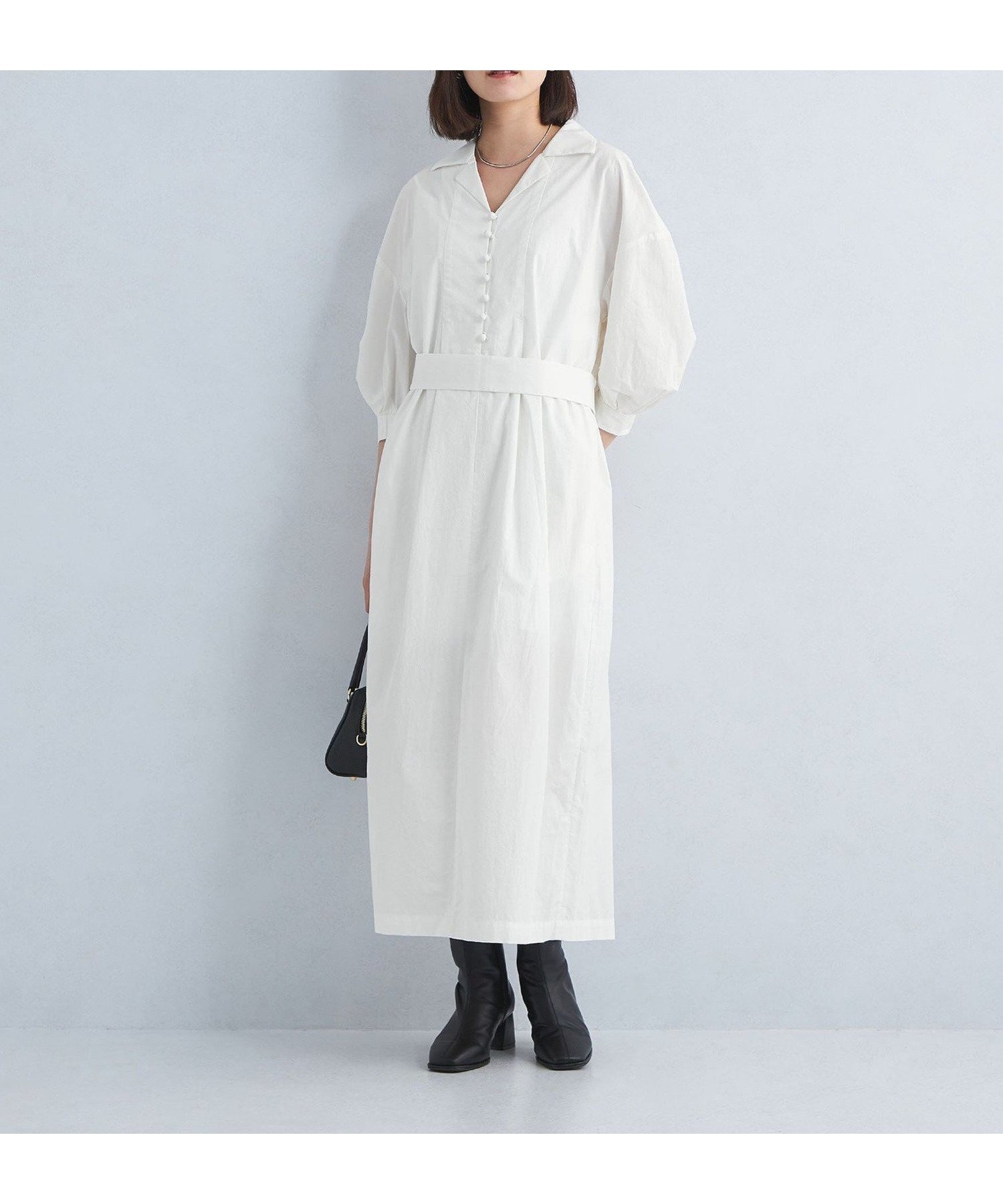 【ユナイテッドアローズ/UNITED ARROWS】のMANOF タイプライター ベルト ワンピース インテリア・キッズ・メンズ・レディースファッション・服の通販 founy(ファニー) 　ファッション　Fashion　レディースファッション　Fashion for Women　ワンピース　Dresses　ベルト&ウエストマーク　Belts & Waist Accessories　秋　Autumn　クラシック　Classic, Timeless Style　ストール　Stole, Wrap　スリーブ　Sleeve, Long Sleeve / Short Sleeve　タイプライター　Typewriter Fabric, Crisp Cotton　ネックレス　Necklace, Pendant Necklace　リボン　Ribbon, Bow　アウトレット　Outlet / Clearance　おすすめ　Recommended / Our Picks　OFF WHITE|ID: prp329100004836136 ipo3291000000035226915