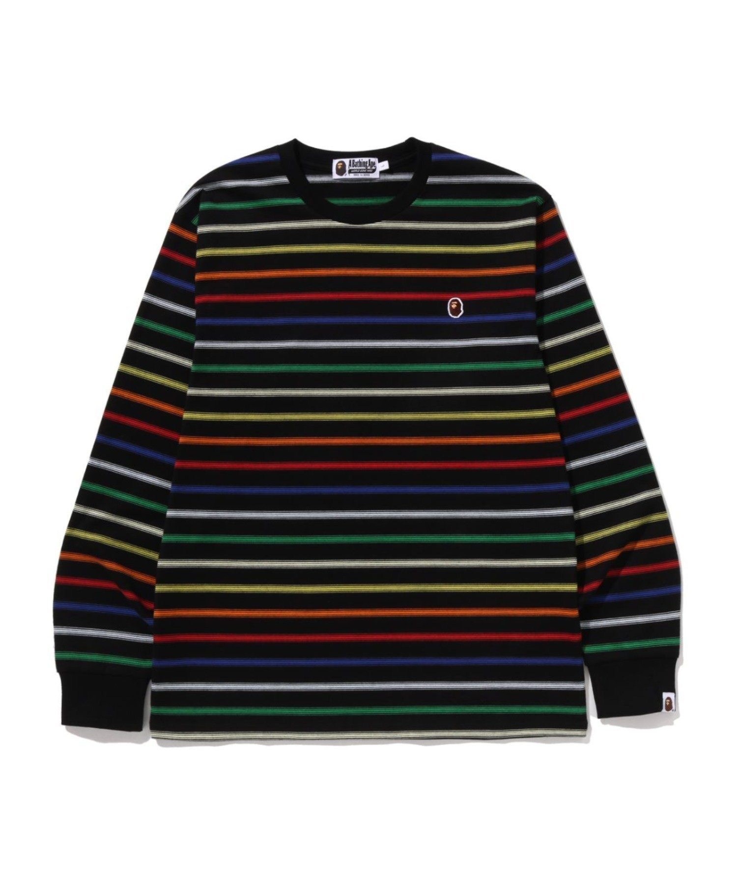 【ア ベイシング エイプ/A BATHING APE】のGRADIENT RAINBOW STRIPE ONE POINT REGULAR FIT LS TEE インテリア・キッズ・メンズ・レディースファッション・服の通販 founy(ファニー) 　ファッション　Fashion　レディースファッション　Fashion for Women　インナー　Innerwear　スリーブ　Sleeve, Long Sleeve / Short Sleeve　ボーダー　Border, Stripe　ロング　Long, Long-Length　ワンポイント　One Point, Statement Accent　MULTI|ID: prp329100004836173 ipo3291000000035227104