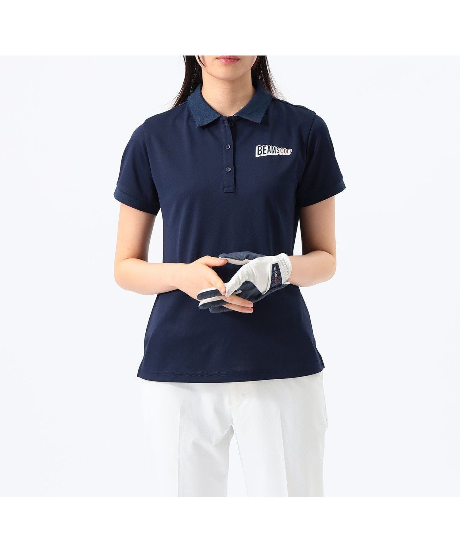 【ビームス ウイメン/BEAMS】のWOMEN ORANGE LABEL / 裏襟ジャカードロゴ ポロシャツ インテリア・キッズ・メンズ・レディースファッション・服の通販 founy(ファニー) 　ファッション　Fashion　レディースファッション　Fashion for Women　トップス・カットソー　Cut & Sew Tops　シャツ・ブラウス・オフィスカジュアル　Elegant Blouses & Button-Ups　ポロシャツ・きれいめカジュアル　Smart-Casual Polo Tops　アウトドア　Outdoor Clothing　吸水　Absorbent, Quick-Dry　軽量　Lightweight, Ultra Light　シンプル　Simple, Minimal　ジャカード／ジャガード　Jacquard, Woven Pattern　ストレッチ　Stretch, Stretchy Fabric　フィット　Fit, Slim Fit　ベーシック　Basic, Essential　ポロシャツ　Polo Shirt, Collared Tee　メンズ　Men's, Menswear　無地　Plain, Solid Color　ゴルフ　Golf　NAVY|ID: prp329100004836191 ipo3291000000035227236