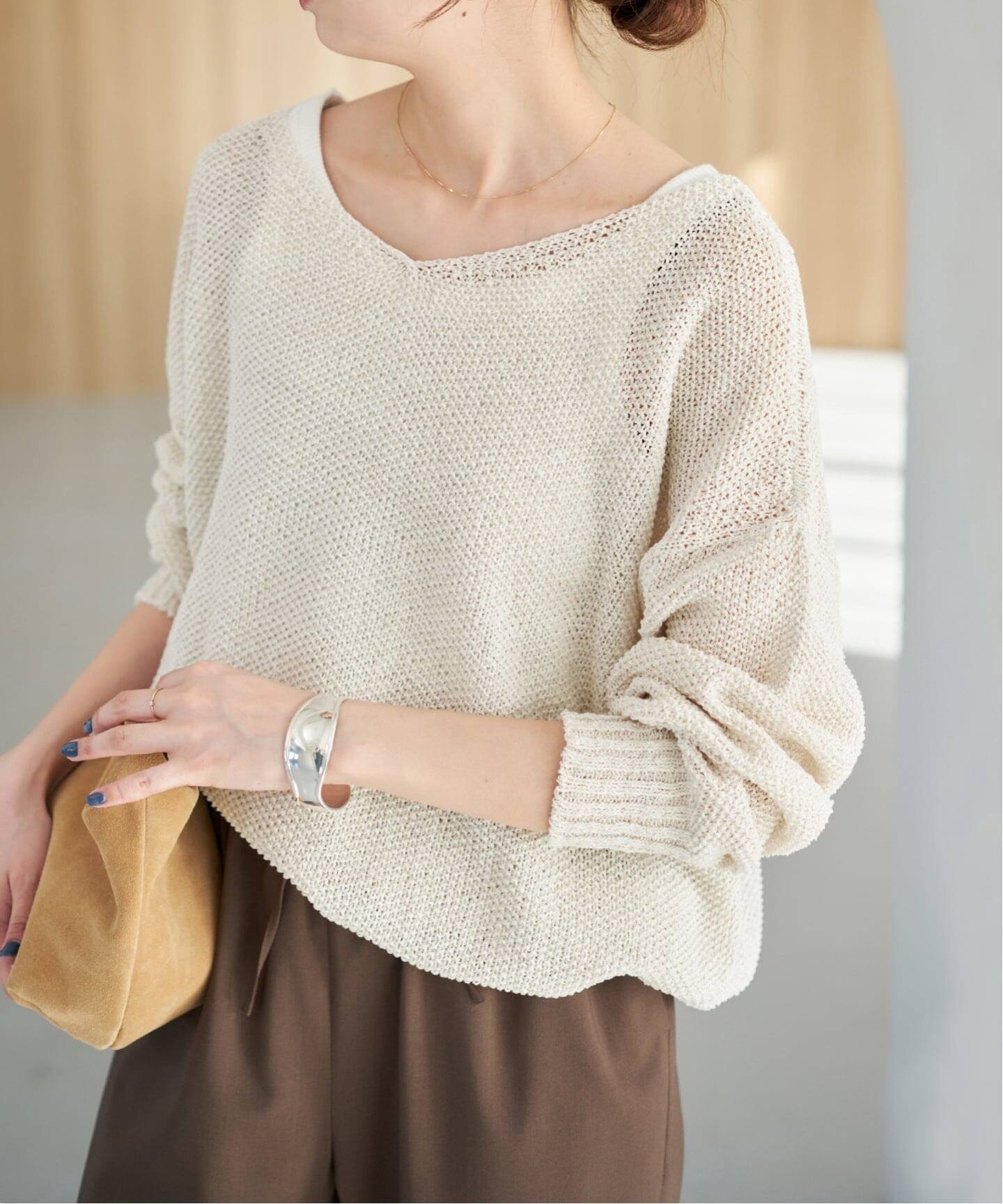 【スピック&スパン/Spick & Span】の《WEB限定カラー有り / 追加 》ペーパーヤーン2WAYルーズプルオーバー インテリア・キッズ・メンズ・レディースファッション・服の通販 founy(ファニー) 　ファッション　Fashion　レディースファッション　Fashion for Women　トップス・カットソー　Cut & Sew Tops　カジュアルプルオーバー・ニットトップス　Pullovers & Knit Tops / Casual Pullovers　ナチュラル|ID: prp329100004836204 ipo3291000000035227330