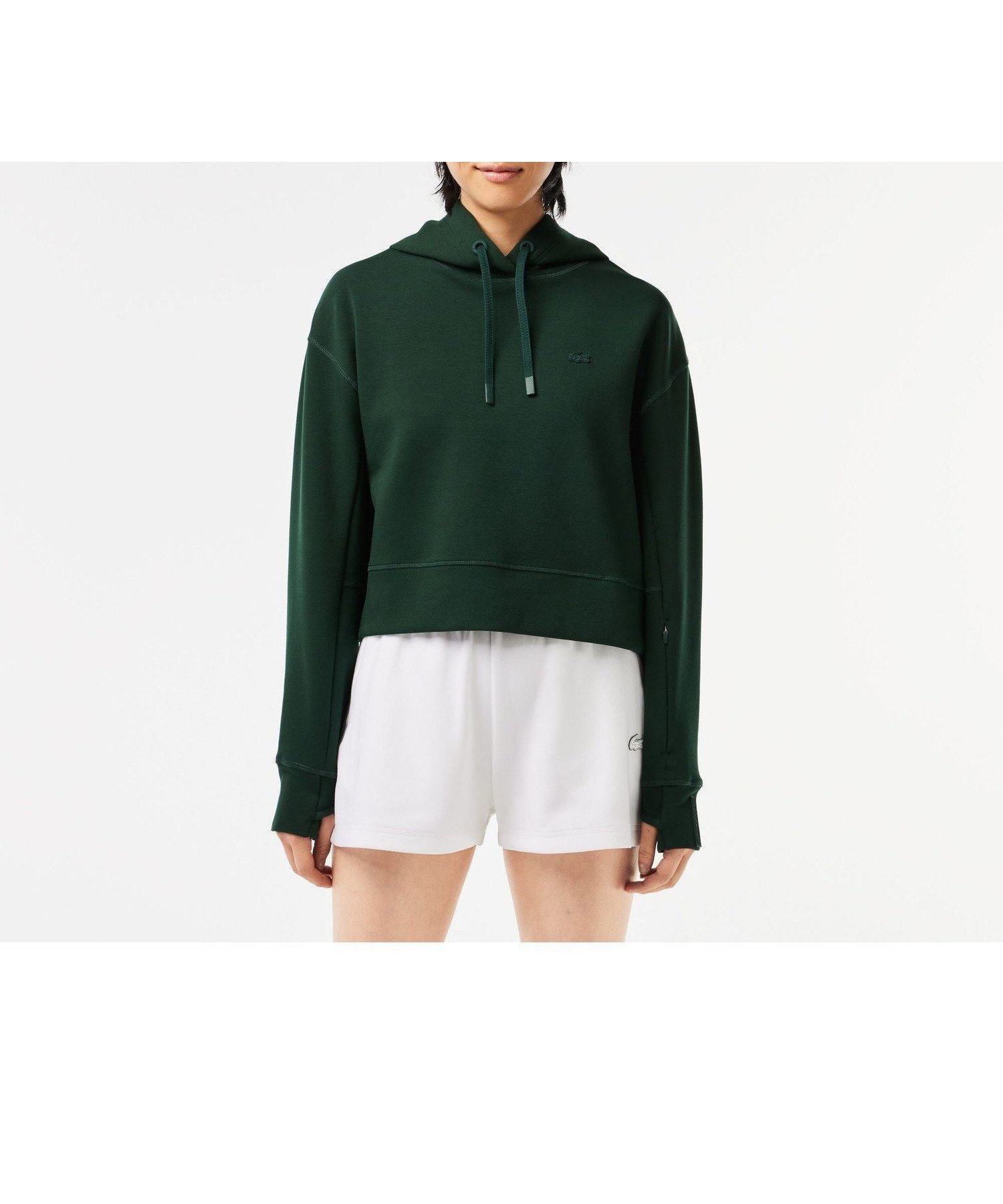 【ラコステ/LACOSTE】のワイド クロップドフードスウェットパーカー / フーディー インテリア・キッズ・メンズ・レディースファッション・服の通販 founy(ファニー) 　ファッション　Fashion　レディースファッション　Fashion for Women　トップス・カットソー　Cut & Sew Tops　レディースパーカー・カジュアルフーディー　Casual Hoodies & Sweatshirts　スウェット・クルーネックトップス　Sweatshirts & Crewnecks / Relaxed Fit Sweat Tops　クロップド　Cropped, Short Length　ジップ　Zip, Zipper　スウェット / スエット　Sweatshirt, Sweatwear　スリット　Slit, Slit Detail　ワイド　Wide, Wide Fit　ダークグリーン|ID: prp329100004836219 ipo3291000000035227492