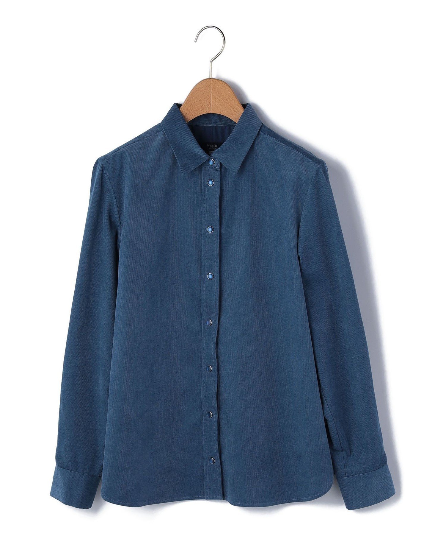【キース/KEITH】のシャツコールブラウス インテリア・キッズ・メンズ・レディースファッション・服の通販 founy(ファニー) 　ファッション　Fashion　レディースファッション　Fashion for Women　トップス・カットソー　Cut & Sew Tops　シャツ・ブラウス・オフィスカジュアル　Elegant Blouses & Button-Ups　コーデュロイ　Corduroy, Cord Fabric　シンプル　Simple, Minimal　A/W・秋冬　Autumn/Winter　長袖　Long Sleeve, Full Sleeve　ブルー|ID: prp329100004836227 ipo3291000000035227547