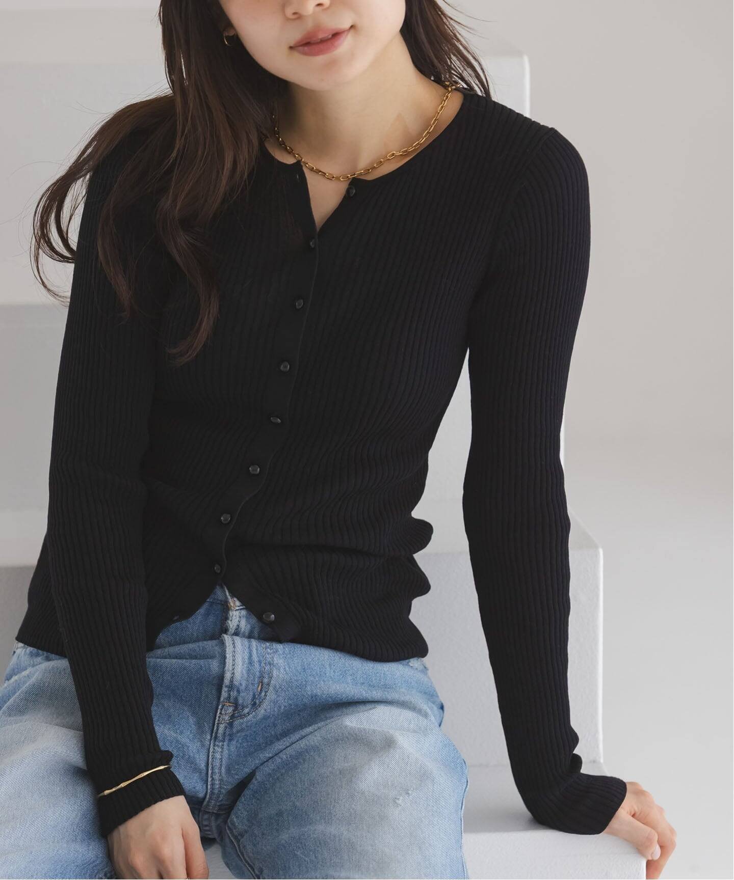 【ノーブル / スピック&スパン/NOBLE / Spick & Span】の《追加 》CO/SILK リブカーディガン インテリア・キッズ・メンズ・レディースファッション・服の通販 founy(ファニー) 　ファッション　Fashion　レディースファッション　Fashion for Women　トップス・カットソー　Cut & Sew Tops　カーディガン・羽織り　Layered Style Cardigans　インナー　Innerwear　ジャケット　Jacket, Outerwear　バランス　Balance, Style Balance　パール　Pearl, Pearl Accent　リラックス　Relax, Relaxed Fit　エレガント 上品　Elegant　人気　Popular, Best Seller　再入荷　Restock / Back in Stock　定番　Standard, Basic Item　ブラック|ID: prp329100004836236 ipo3291000000035227625