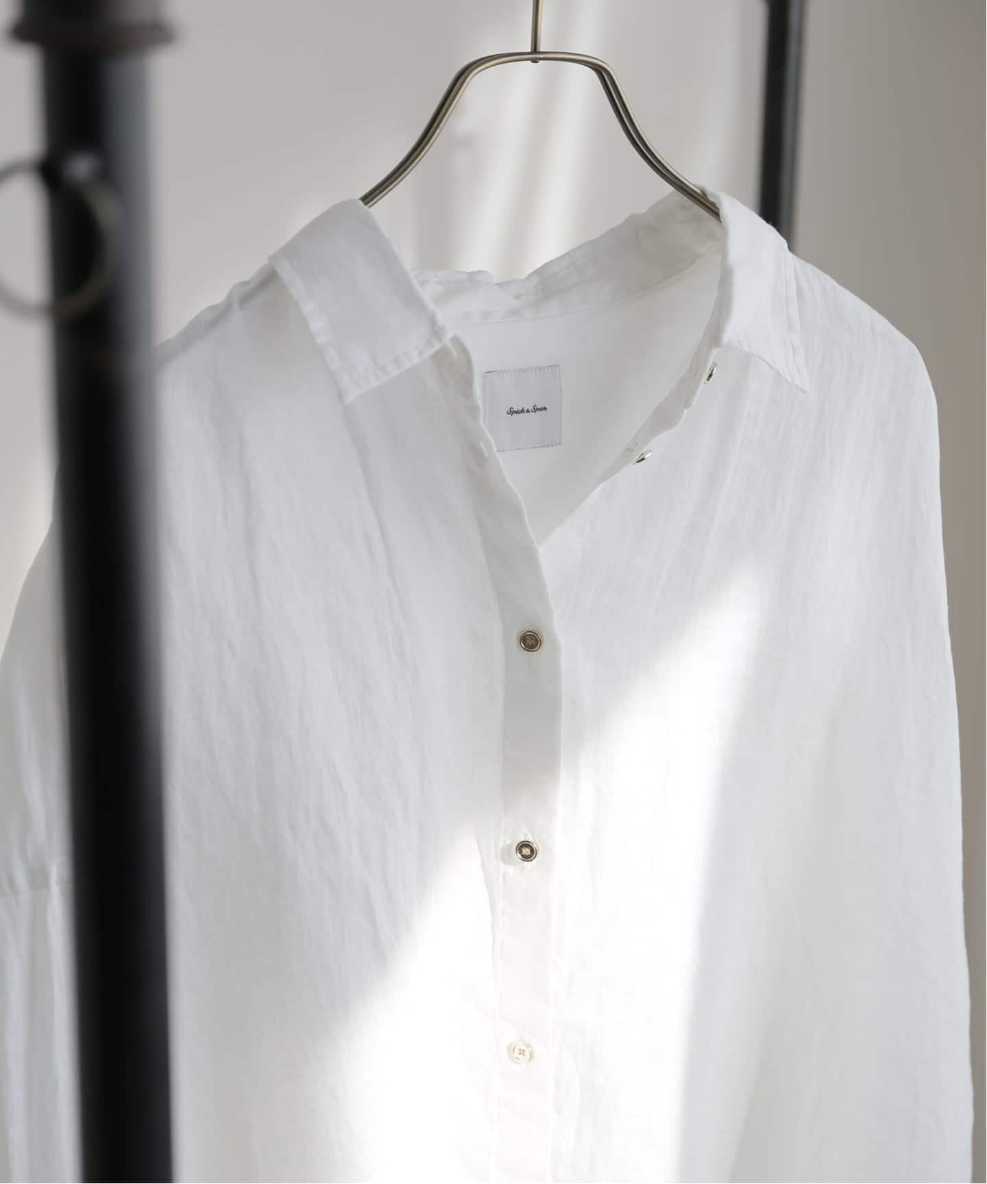 【スピック&スパン/Spick & Span】の《ゆったりサイズ》追加 80リネンカシュクール ビッグシャツ インテリア・キッズ・メンズ・レディースファッション・服の通販 founy(ファニー) 　ファッション　Fashion　レディースファッション　Fashion for Women　トップス・カットソー　Cut & Sew Tops　シャツ・ブラウス・オフィスカジュアル　Elegant Blouses & Button-Ups　インナー　Innerwear　カシュクール　Wrap Design　ストライプ　Stripe, Striped Pattern　タンク　Tank Top, Sleeveless Top　定番　Standard, Basic Item　ビッグ　Big, Oversized　リネン　Linen, Linen Fabric　リラックス　Relax, Relaxed Fit　再入荷　Restock / Back in Stock　おすすめ　Recommended / Our Picks　エレガント 上品　Elegant　ホワイト|ID: prp329100004836237 ipo3291000000035227629