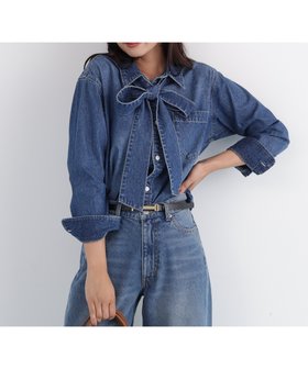 【ピンキーアンドダイアン/Pinky&Dianne】のネックリボンデニムシャツ 人気、トレンドファッション・服の通販 founy(ファニー) ファッション Fashion レディースファッション Fashion for Women トップス・カットソー Cut & Sew Tops シャツ・ブラウス・オフィスカジュアル Elegant Blouses & Button-Ups スタンダード Standard, Basic ストレッチ Stretch, Stretchy Fabric デニム Denim, Jeans Material フェミニン Feminine, Girly ポケット Pocket, Pocket Detail リボン Ribbon, Bow リラックス Relax, Relaxed Fit エレガント 上品 Elegant 羽織 Haori, Light Jacket |ID:prp329100004836253