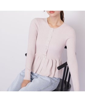 【ジルバイジルスチュアート/JILL by JILLSTUART】のラメモールペプラムニット 人気、トレンドファッション・服の通販 founy(ファニー) ファッション Fashion レディースファッション Fashion for Women トップス・カットソー Cut & Sew Tops ニット Knit Tops & Sweaters スマート Smart, Elegant デニム Denim, Jeans Material ビジュー Bijou, Jewel-like Accent フェミニン Feminine, Girly ペプラム Peplum, Flared Hem リボン Ribbon, Bow |ID:prp329100004836266