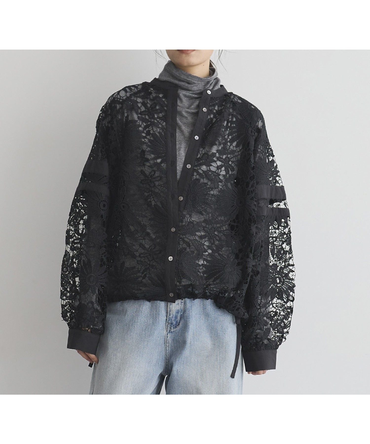 【ガレージ オブ グッド クロージング/GARAGE OF GOOD CLOTHING】のライン入レースブラウス4 インテリア・キッズ・メンズ・レディースファッション・服の通販 founy(ファニー) 　ファッション　Fashion　レディースファッション　Fashion for Women　トップス・カットソー　Cut & Sew Tops　シャツ・ブラウス・オフィスカジュアル　Elegant Blouses & Button-Ups　おすすめ　Recommended / Our Picks　インナー　Innerwear　スポーティ　Sporty, Casual Athletic　フラワー　Flower, Floral　ポケット　Pocket, Pocket Detail　モチーフ　Motif, Design Theme　レース　Lace, Lace Fabric　ブラック|ID: prp329100004836307 ipo3291000000035228235