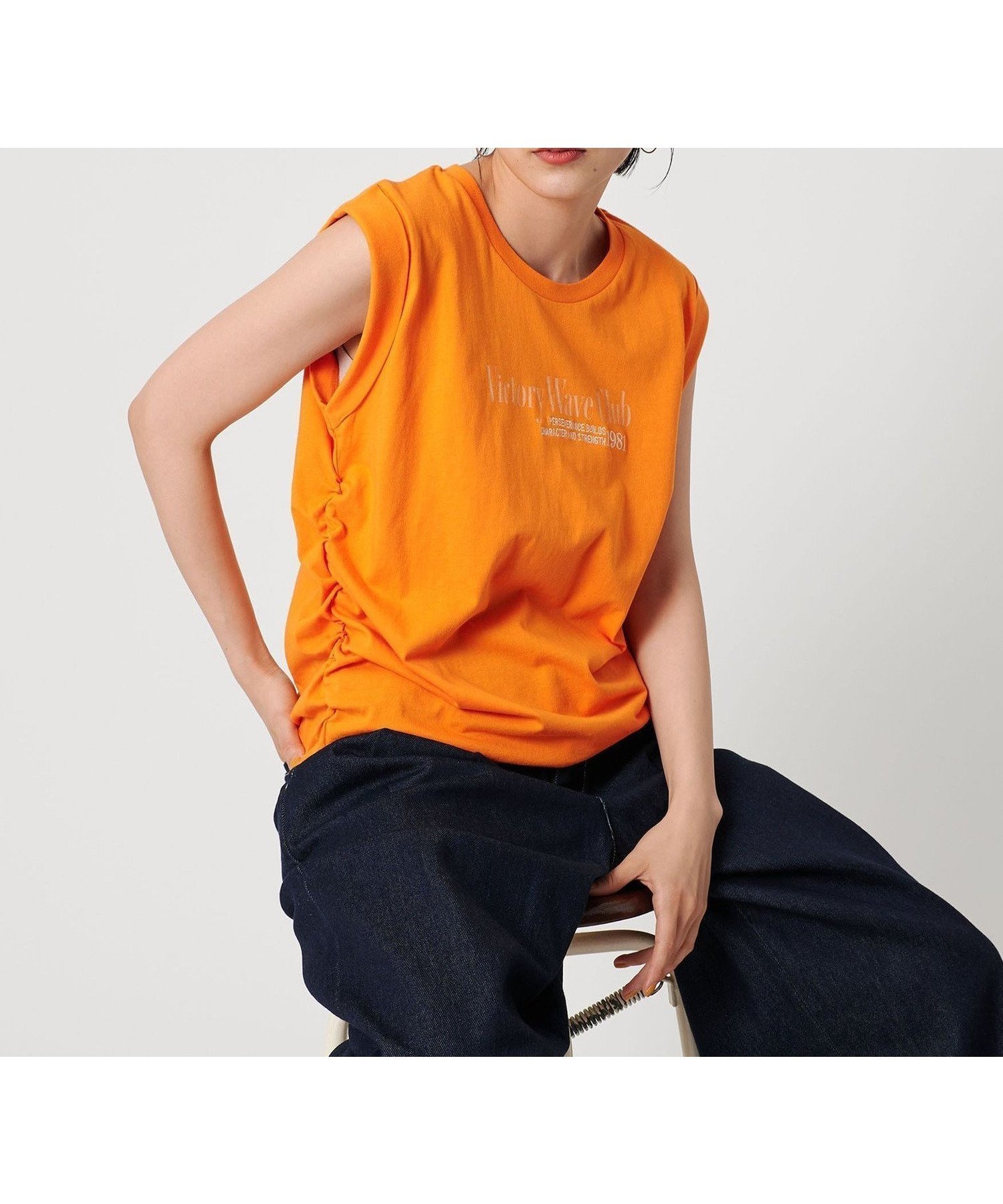 【ユナイテッドアローズ/UNITED ARROWS】の【別注】 BALMY DAYS ノースリーブ Tシャツ 人気、トレンドファッション・服の通販 founy(ファニー) 　ファッション　Fashion　レディースファッション　Fashion for Women　トップス・カットソー　Cut & Sew Tops　キャミソール&ノースリーブ　Camisoles & Sleeveless Tops　シャツ・ブラウス・オフィスカジュアル　Elegant Blouses & Button-Ups　ロングTシャツ・Tシャツ　Longline T-Shirts & Tees　オレンジ　Orange　シャーリング　Shirring, Ruched　シンプル　Simple, Minimal　スリーブ　Sleeve, Long Sleeve / Short Sleeve　デニム　Denim, Jeans Material　トレンド　Trend, Trending Now　ノースリーブ　Sleeveless, No-Sleeve　フェミニン　Feminine, Girly　フォルム　Silhouette, Form　フレンチ　French, French Style　ボトム　Bottoms, Lower Wear　別注　Limited Edition, Custom Order　マーメイド　Mermaid, Fishtail Silhouette　モノトーン　Monotone, Black and White　ワイド　Wide, Wide Fit　アウトレット　Outlet / Clearance　夏　Summer　 other-1|ID: prp329100004836331 ipo3291000000035228413