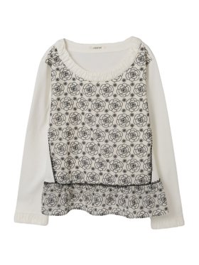 【ピンクハウス/PINK HOUSE】のカメリアシフォンレース使いカットソー 人気、トレンドファッション・服の通販 founy(ファニー) ファッション Fashion レディースファッション Fashion for Women トップス・カットソー Cut & Sew Tops カットソー・ベーシックTシャツ Cut-and-Sewn Tops / Stretch Tees & Basics アイレット Eyelet Lace カットソー Cut and Sewn Top ギャザー Gathered, Ruffled シフォン Chiffon, Lightweight Fabric チェーン Chain, Chain Strap 長袖 Long Sleeve, Full Sleeve フリル Frill, Ruffle モチーフ Motif, Design Theme レース Lace, Lace Fabric |ID:prp329100004836338