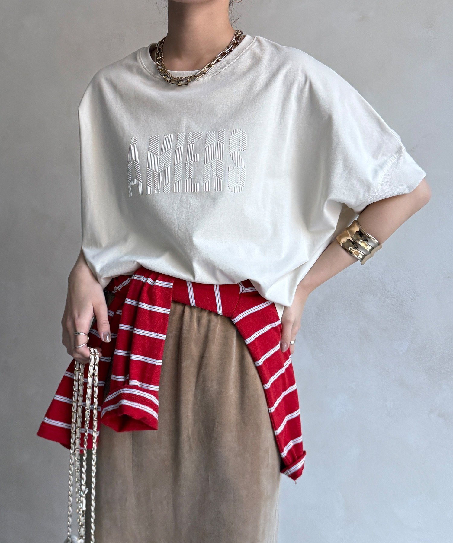 【ドゥドゥ/DouDou】の【WEB限定】AMIENESロゴTEE インテリア・キッズ・メンズ・レディースファッション・服の通販 founy(ファニー) 　ファッション　Fashion　レディースファッション　Fashion for Women　インナー　Innerwear　カーディガン　Cardigan, Knitwear　ジャケット　Jacket, Outerwear　ストライプ　Stripe, Striped Pattern　スマート　Smart, Elegant　バランス　Balance, Style Balance　S/S・春夏　SS, Spring/Summer, Warm Season　再入荷　Restock / Back in Stock　夏　Summer　エレガント 上品　Elegant　2026年　2026　アイボリー|ID: prp329100004836347 ipo3291000000035228486