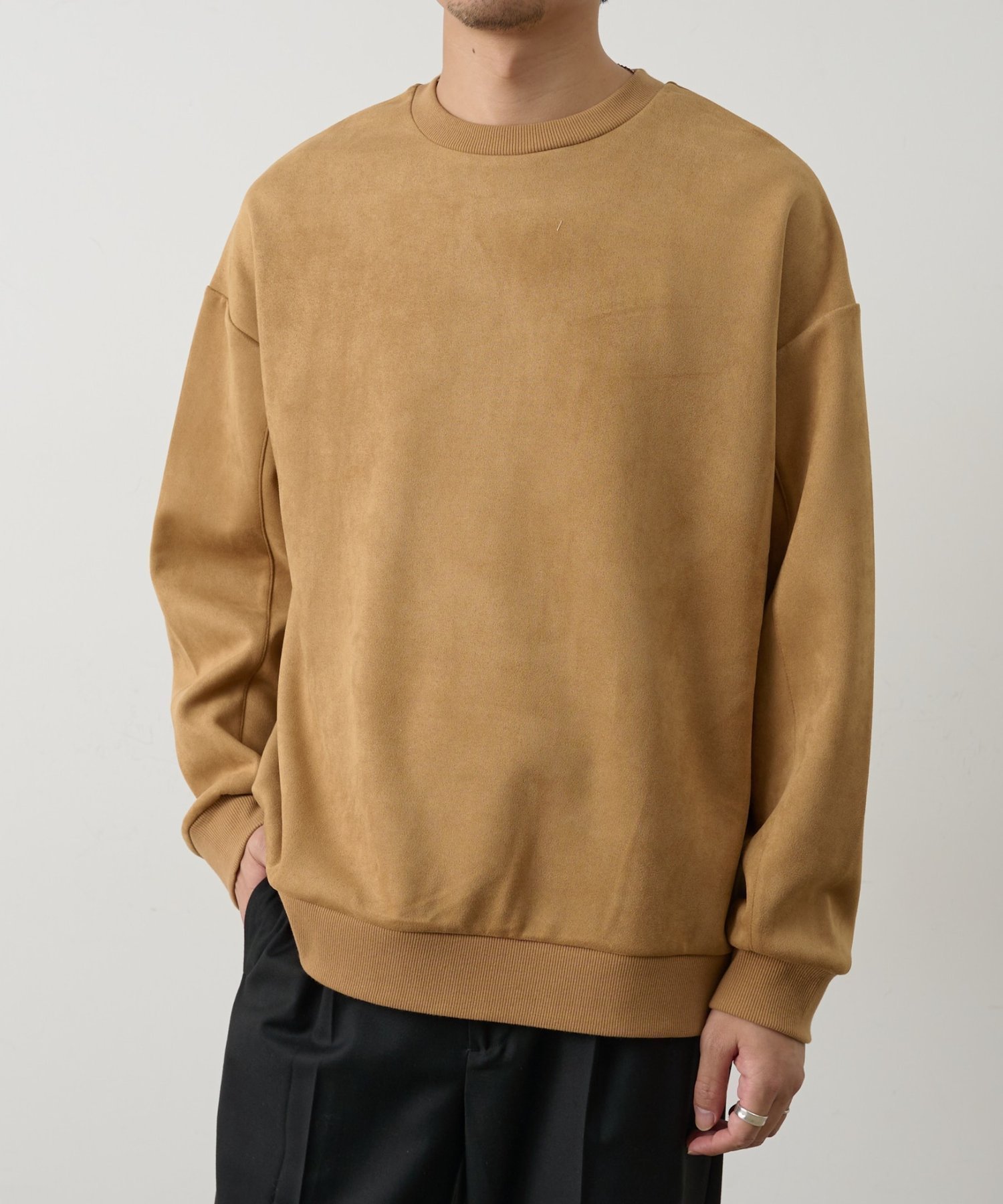 【コロニートゥーワンスリーナイン/COLONY 2139】の【セットアップ対応】シンセティックスエードクルーネック インテリア・キッズ・メンズ・レディースファッション・服の通販 founy(ファニー) 　ファッション　Fashion　レディースファッション　Fashion for Women　セットアップ　Matching Sets　インナー　Innerwear　ジャケット　Jacket, Outerwear　ストレッチ　Stretch, Stretchy Fabric　スラックス　Slacks, Dress Pants　セットアップ　Set-Up, Coordinated Outfit　デニム　Denim, Jeans Material　ベーシック　Basic, Essential　ボトム　Bottoms, Lower Wear　ロング　Long, Long-Length　エレガント 上品　Elegant　キャメル|ID: prp329100004836348 ipo3291000000035228492