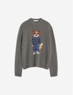 【メゾン キツネ/MAISON KITSUNE / MEN】のMaison Kitsune/DRESSED FOX INTARSIA WOOL JUMPER 人気、トレンドファッション・服の通販 founy(ファニー) ファッション Fashion メンズファッション Fashion for Men 冬 Winter / This Winter セーター Sweater, Knitwear フレンチ French, French Style エレガント 上品 Elegant A/W・秋冬 Autumn/Winter 長袖 Long Sleeve, Full Sleeve |ID:prp329100004836579