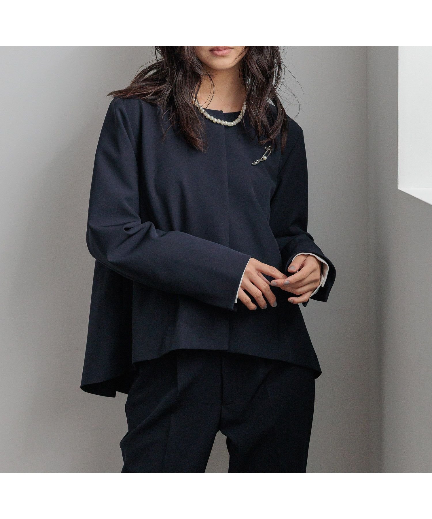 【ローリーズファーム/LOWRYS FARM】のdaymeクルージャケット インテリア・キッズ・メンズ・レディースファッション・服の通販 founy(ファニー) 　ファッション　Fashion　レディースファッション　Fashion for Women　アウター　Coat / Outerwear Collection　レディースジャケット・軽アウター　Jackets　おすすめ　Recommended / Our Picks　オケージョン　Occasion Wear　ジャケット　Jacket, Outerwear　ストレッチ　Stretch, Stretchy Fabric　セットアップ　Set-Up, Coordinated Outfit　ダブル　Double, Double-Breasted　ドレープ　Drape, Draping Fabric　フレア　Flare, Flared　レース　Lace, Lace Fabric　エレガント 上品　Elegant　ネイビー|ID: prp329100004836601 ipo3291000000035232585