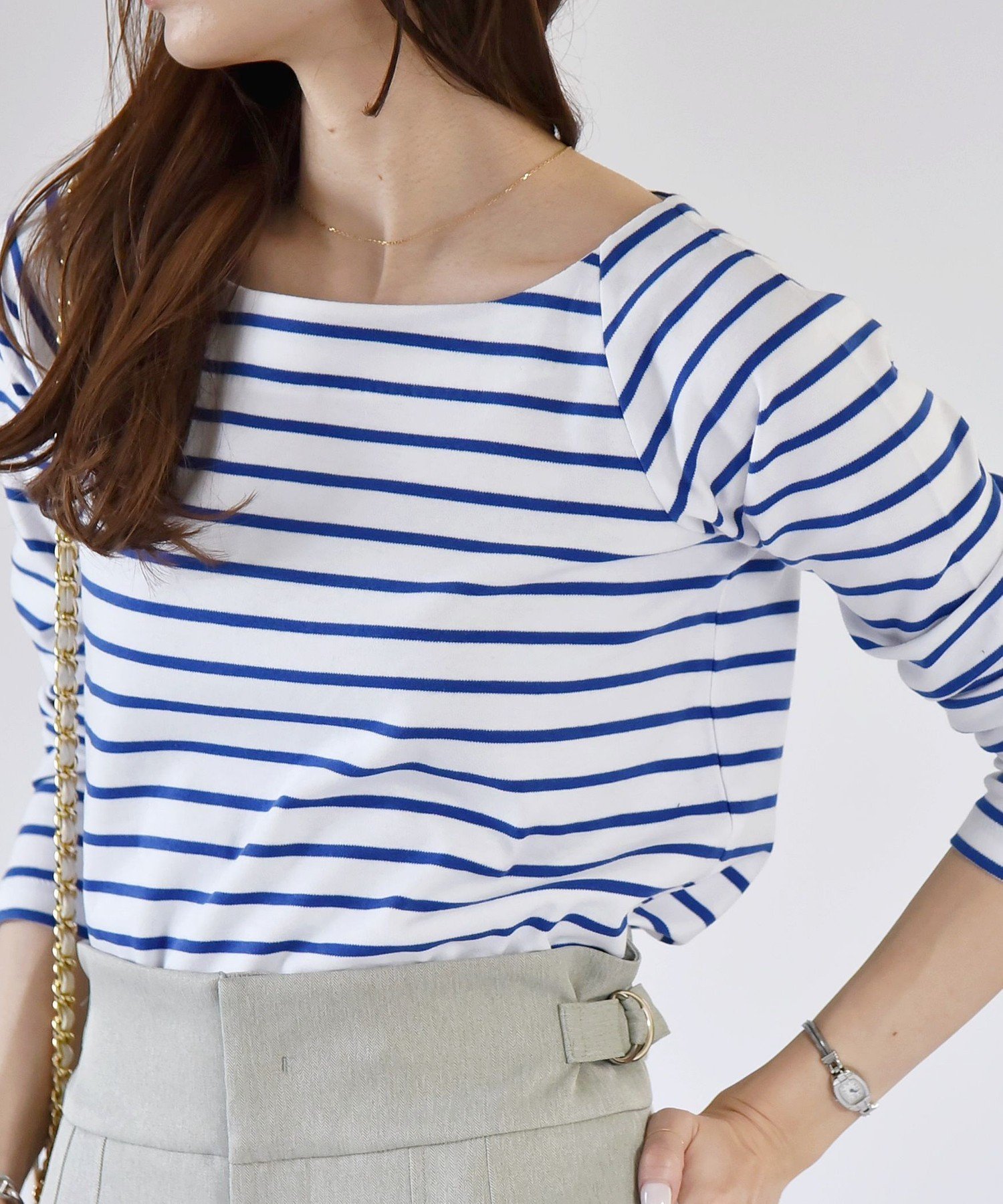 【シップス フォー ウィメン/SHIPS】のquaranciel 洗濯機可能 ラウンドネック ボーダー カットソー インテリア・キッズ・メンズ・レディースファッション・服の通販 founy(ファニー) 　ファッション　Fashion　レディースファッション　Fashion for Women　トップス・カットソー　Cut & Sew Tops　カットソー・ベーシックTシャツ　Cut-and-Sewn Tops / Stretch Tees & Basics　インナー　Innerwear　洗える　Machine Washable　カットソー　Cut and Sewn Top　コンパクト　Compact, Small Size　ジャケット　Jacket, Outerwear　デニム　Denim, Jeans Material　ボーダー　Border, Stripe　ラウンド　Round, Round Neck　ロング　Long, Long-Length　おすすめ　Recommended / Our Picks　2024年　2024　2024-2025秋冬・A/W　Autumn/Winter 2024–25 AW24–25　ブルー|ID: prp329100004836608 ipo3291000000035232688