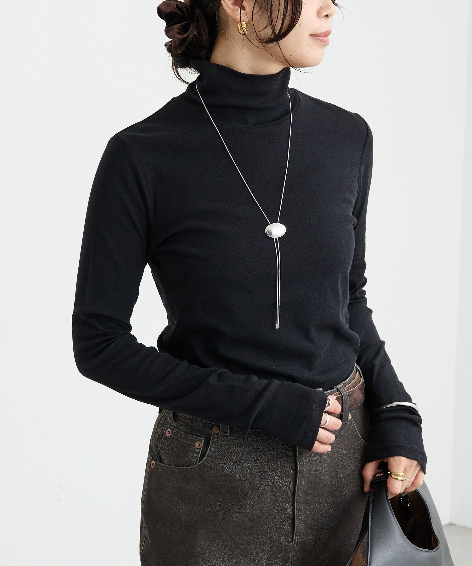 【リヴドロワ/RIVE DROITE】のガーゼフライスタートルカットソー インテリア・キッズ・メンズ・レディースファッション・服の通販 founy(ファニー) 　ファッション　Fashion　レディースファッション　Fashion for Women　トップス・カットソー　Cut & Sew Tops　カットソー・ベーシックTシャツ　Cut-and-Sewn Tops / Stretch Tees & Basics　インナー　Innerwear　シンプル　Simple, Minimal　ストレッチ　Stretch, Stretchy Fabric　ハイネック　High Neck, Mock Neck　ベーシック　Basic, Essential　ルーズ　Loose, Oversized　再入荷　Restock / Back in Stock　おすすめ　Recommended / Our Picks　ブラック|ID: prp329100004836614 ipo3291000000035232728