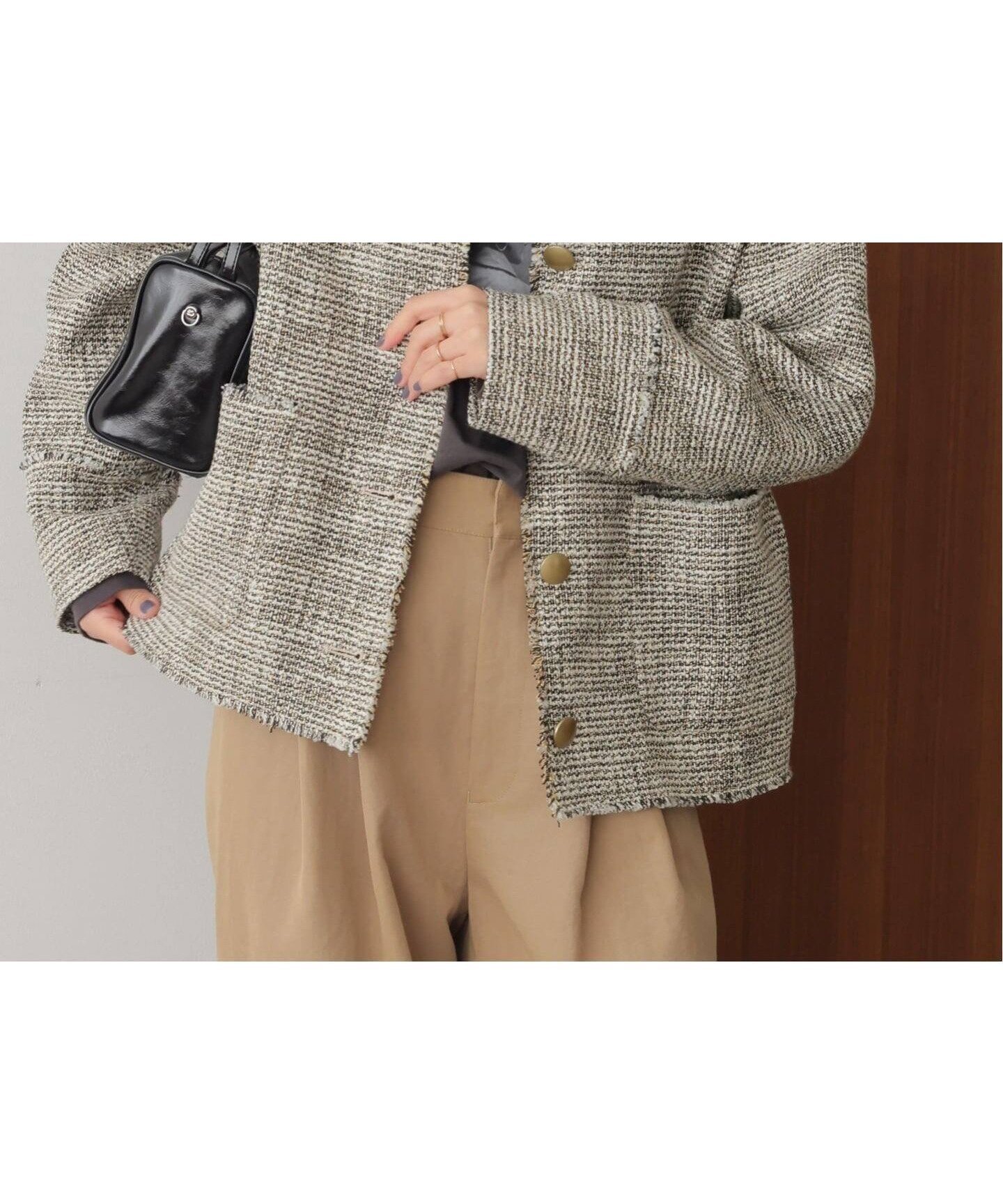 【ジャーナルスタンダード レリューム/JOURNAL STANDARD relume】の26SS新作 ノーカラーツイードブルゾン インテリア・キッズ・メンズ・レディースファッション・服の通販 founy(ファニー) 　ファッション　Fashion　レディースファッション　Fashion for Women　アウター　Coat / Outerwear Collection　ブルゾンジャケット・スポーティアウター　Blouson Jackets　2026年　2026　ツイード　Twill, Twill Weave　デニム　Denim, Jeans Material　ブルゾン　Blouson, Bomber Jacket　ベージュ|ID: prp329100004836619 ipo3291000000035232806