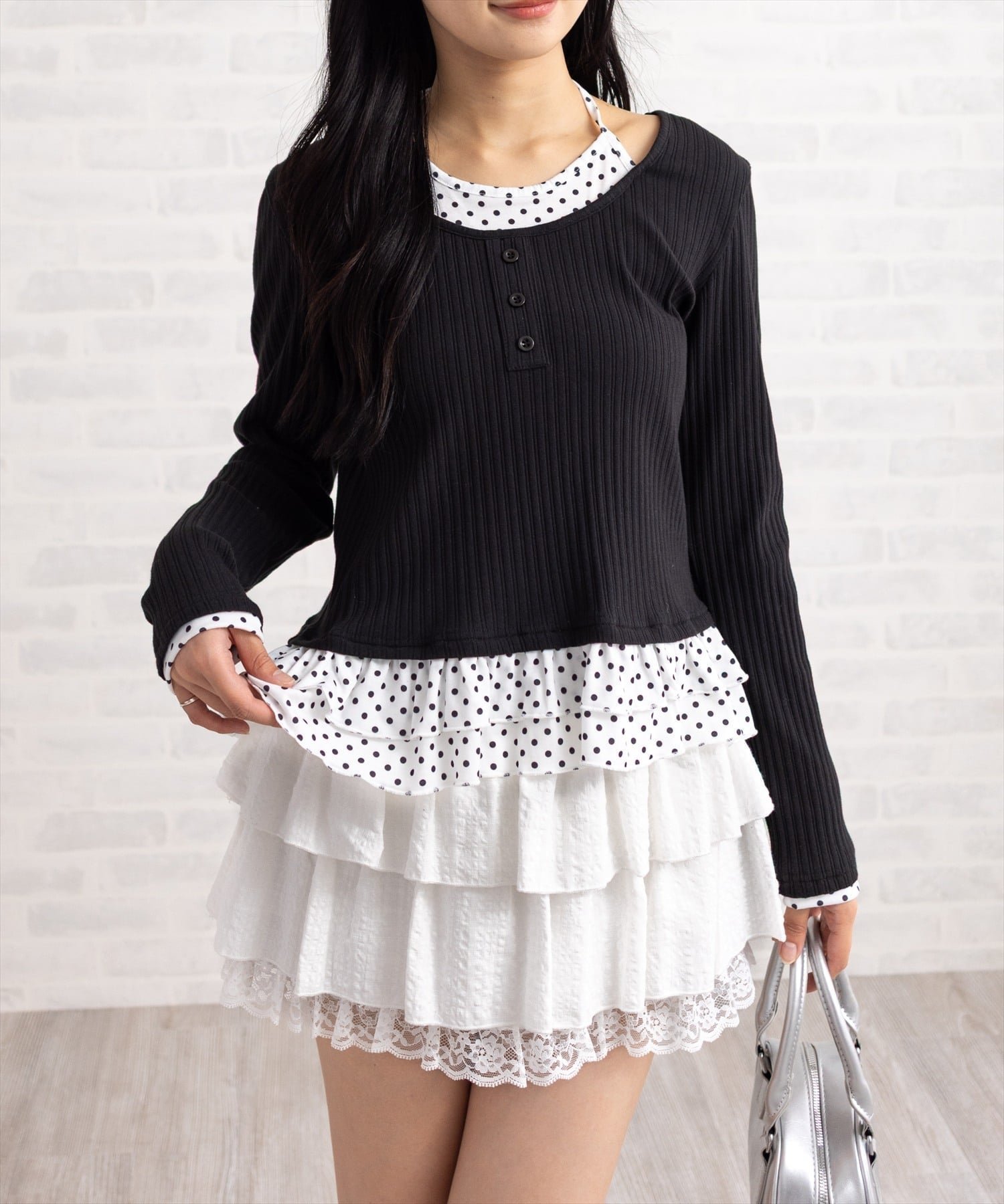 【クリア/clear】のレイヤード風マルチアソートカットソー インテリア・キッズ・メンズ・レディースファッション・服の通販 founy(ファニー) 　ファッション　Fashion　レディースファッション　Fashion for Women　トップス・カットソー　Cut & Sew Tops　カットソー・ベーシックTシャツ　Cut-and-Sewn Tops / Stretch Tees & Basics　ガーリー　Girly, Feminine Style　キャップ　Cap, Baseball Cap　シンプル　Simple, Minimal　デニム　Denim, Jeans Material　トレンド　Trend, Trending Now　ミニスカート　Mini Skirt, Short Skirt　ロング　Long, Long-Length　ワイド　Wide, Wide Fit　おすすめ　Recommended / Our Picks　BK/D|ID: prp329100004836621 ipo3291000000035232840