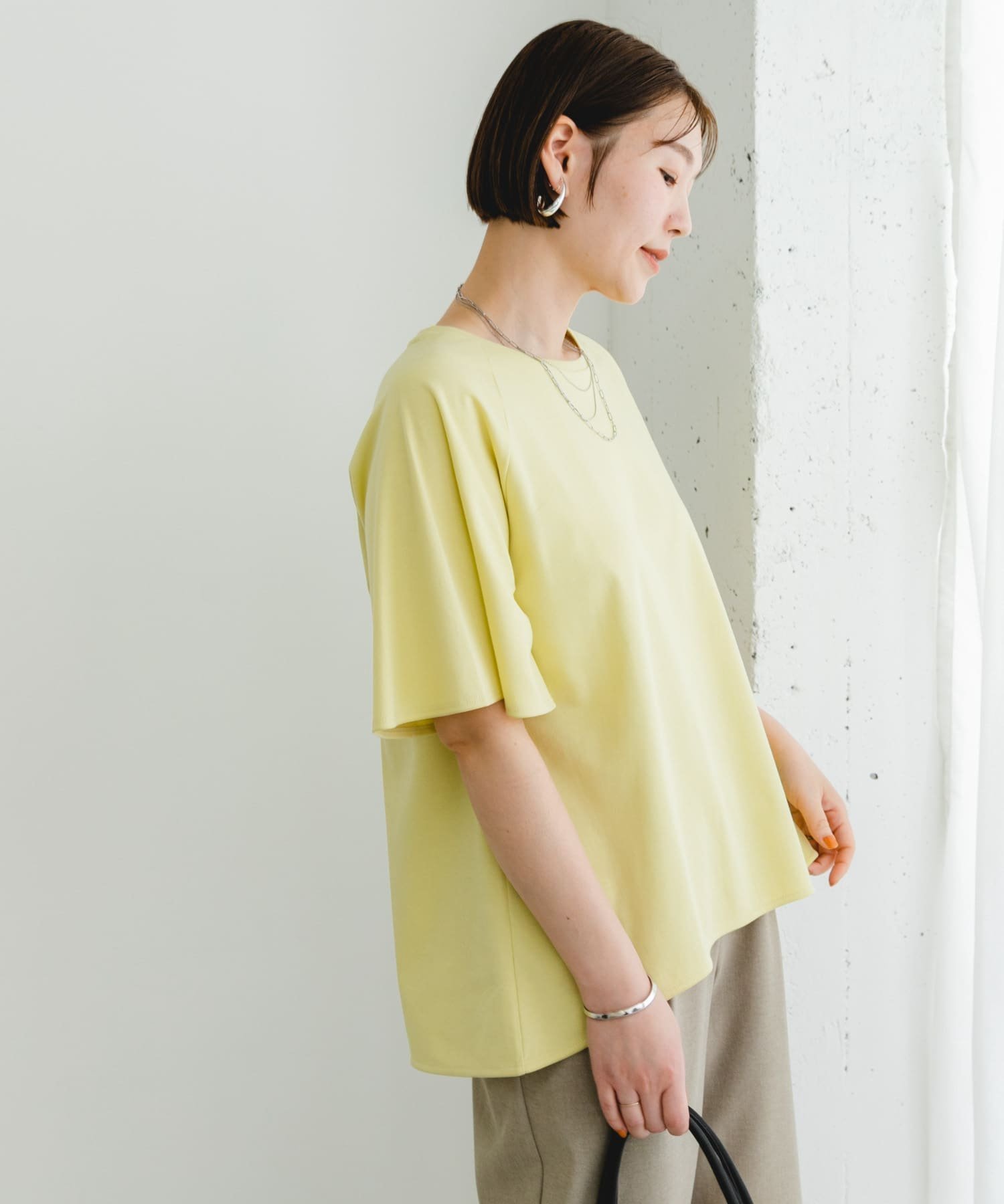 【アーバンリサーチ ロッソ/URBAN RESEARCH ROSSO】の『UR TECH』Fby ROSSO UVCUTバックテールフレアスリーブTシャツ インテリア・キッズ・メンズ・レディースファッション・服の通販 founy(ファニー) 　ファッション　Fashion　レディースファッション　Fashion for Women　トップス・カットソー　Cut & Sew Tops　シャツ・ブラウス・オフィスカジュアル　Elegant Blouses & Button-Ups　ロングTシャツ・Tシャツ　Longline T-Shirts & Tees　バッグ　Bags　インナー　Innerwear　シンプル　Simple, Minimal　スリーブ　Sleeve, Long Sleeve / Short Sleeve　フレア　Flare, Flared　ボトム　Bottoms, Lower Wear　リラックス　Relax, Relaxed Fit　S/S・春夏　SS, Spring/Summer, Warm Season　おすすめ　Recommended / Our Picks　夏　Summer　2025年　2025　2025春夏・S/S　Spring/Summer 2025 SS25　YELLOW|ID: prp329100004836628 ipo3291000000035232983