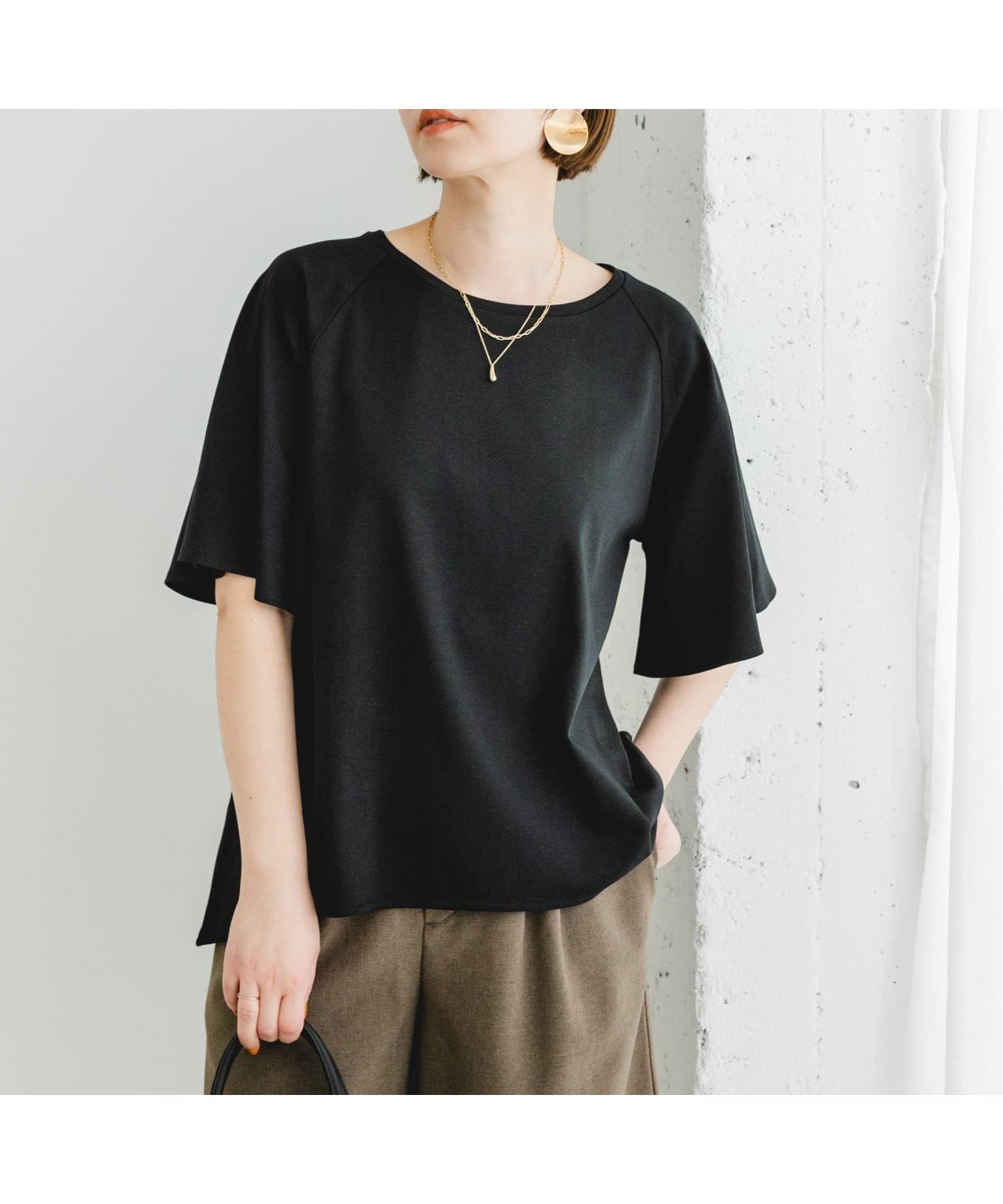 【アーバンリサーチ ロッソ/URBAN RESEARCH ROSSO】の『UR TECH』Fby ROSSO UVCUTバックテールフレアスリーブTシャツ インテリア・キッズ・メンズ・レディースファッション・服の通販 founy(ファニー) 　ファッション　Fashion　レディースファッション　Fashion for Women　トップス・カットソー　Cut & Sew Tops　シャツ・ブラウス・オフィスカジュアル　Elegant Blouses & Button-Ups　ロングTシャツ・Tシャツ　Longline T-Shirts & Tees　バッグ　Bags　インナー　Innerwear　シンプル　Simple, Minimal　スリーブ　Sleeve, Long Sleeve / Short Sleeve　フレア　Flare, Flared　ボトム　Bottoms, Lower Wear　リラックス　Relax, Relaxed Fit　S/S・春夏　SS, Spring/Summer, Warm Season　おすすめ　Recommended / Our Picks　夏　Summer　2025年　2025　2025春夏・S/S　Spring/Summer 2025 SS25　BLACK|ID: prp329100004836628 ipo3291000000035232984