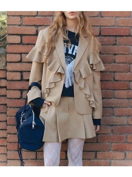 【ファーファー/FURFUR】のフリルデザインテーラードジャケット インテリア・キッズ・メンズ・レディースファッション・服の通販 founy(ファニー) 　ファッション　Fashion　レディースファッション　Fashion for Women　アウター　Coat / Outerwear Collection　レディースジャケット・軽アウター　Jackets　テーラードジャケット / 通勤・きれいめスタイル　Tailored Jackets & Blazers　おすすめ　Recommended / Our Picks　ジャケット　Jacket, Outerwear　スマート　Smart, Elegant　セットアップ　Set-Up, Coordinated Outfit　テーラード　Tailored, Tailored Fit　フェミニン　Feminine, Girly　ベーシック　Basic, Essential　BEG[037]|ID: prp329100004836692 ipo3291000000035234109