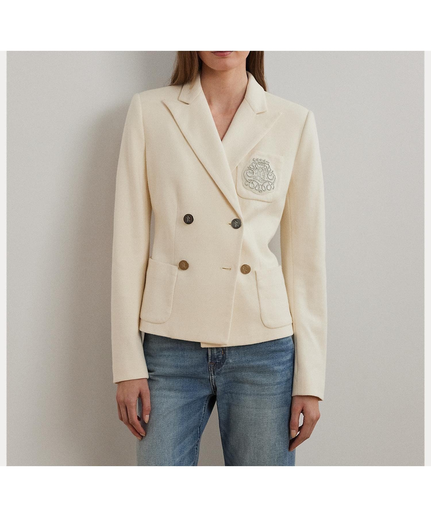 【ラルフローレン/RALPH LAUREN】のブリオン ダブルブレステッド ジャカード ブレザー 人気、トレンドファッション・服の通販 founy(ファニー) 　ファッション　Fashion　レディースファッション　Fashion for Women　カフス　Cuff Design　ショルダー　Shoulder, Shoulder Strap　ジャカード／ジャガード　Jacquard, Woven Pattern　ストレッチ　Stretch, Stretchy Fabric　ストレート　Straight, Straight Cut　ダブル　Double, Double-Breasted　テーラード　Tailored, Tailored Fit　長袖　Long Sleeve, Full Sleeve　パッチ　Patch, Appliqué　フィット　Fit, Slim Fit　フロント　Front, Front Design　ポケット　Pocket, Pocket Detail　メタル　Metal, Metal Parts　エレガント 上品　Elegant　 other-1|ID: prp329100004836698 ipo3291000000035234204