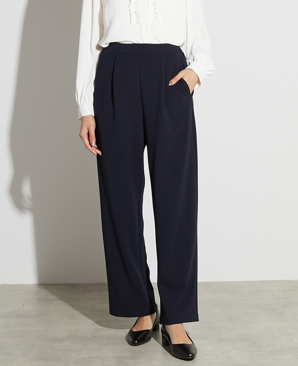 【メルローズ クレール/MELROSE claire】の【noir】カットジョーゼット1タックストレートパンツ(一部WEB限定サイズ)(セットアップ可) インテリア・キッズ・メンズ・レディースファッション・服の通販 founy(ファニー) 　ファッション　Fashion　レディースファッション　Fashion for Women　セットアップ　Matching Sets　レディースパンツ・ボトムス　Pants & Trousers / Bottoms　ジャケット　Jacket, Outerwear　ジョーゼット　Georgette, Semi-Sheer Fabric　ストレート　Straight, Straight Cut　セットアップ　Set-Up, Coordinated Outfit　ポケット　Pocket, Pocket Detail　エレガント 上品　Elegant　ダークネイビー|ID: prp329100004836701 ipo3291000000035234222