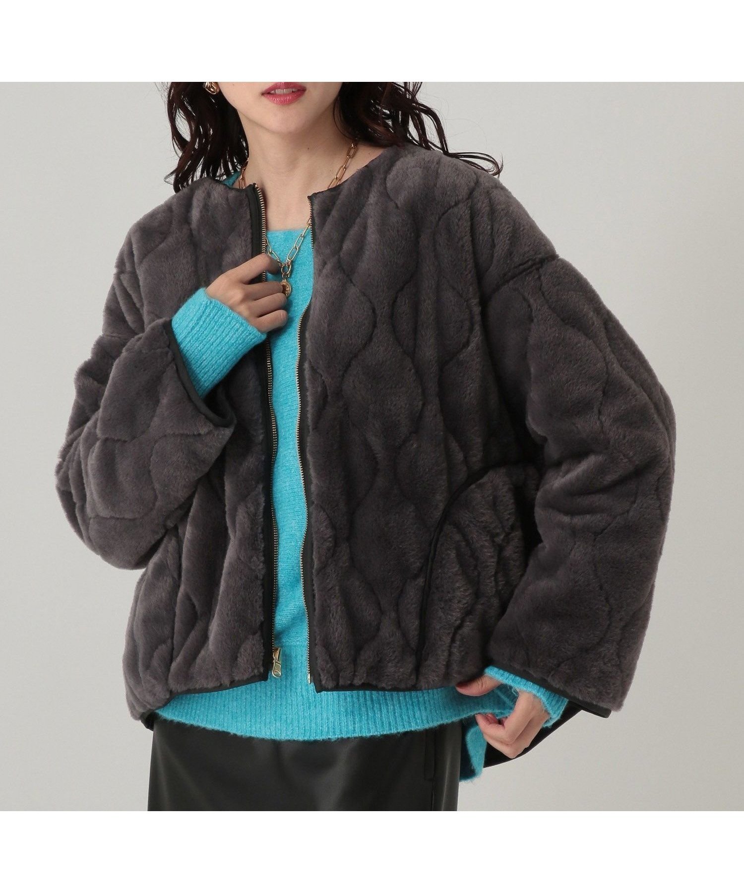 【エルーラ/Elura】のリバーシブルファージャケット/491545 インテリア・キッズ・メンズ・レディースファッション・服の通販 founy(ファニー) 　ファッション　Fashion　レディースファッション　Fashion for Women　アウター　Coat / Outerwear Collection　レディースジャケット・軽アウター　Jackets　シンプル　Simple, Minimal　デニム　Denim, Jeans Material　フェミニン　Feminine, Girly　リバーシブル　Reversible, Two-Sided　ロング　Long, Long-Length　ワイド　Wide, Wide Fit　冬　Winter / This Winter　軽量　Lightweight, Ultra Light　チャコール2|ID: prp329100004836721 ipo3291000000035234482