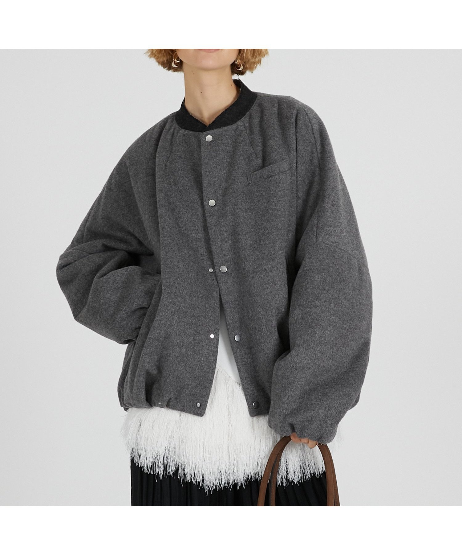 【プランク プロジェクト/PRANK PROJECT】のウールバルーンブルゾン 人気、トレンドファッション・服の通販 founy(ファニー) 　ファッション　Fashion　レディースファッション　Fashion for Women　アウター　Coat / Outerwear Collection　ブルゾンジャケット・スポーティアウター　Blouson Jackets　クラシック　Classic, Timeless Style　ストライプ　Stripe, Striped Pattern　ツイード　Twill, Twill Weave　バルーン　Balloon, Balloon Silhouette　フォルム　Silhouette, Form　ブルゾン　Blouson, Bomber Jacket　 other-1|ID: prp329100004836729 ipo3291000000035234537