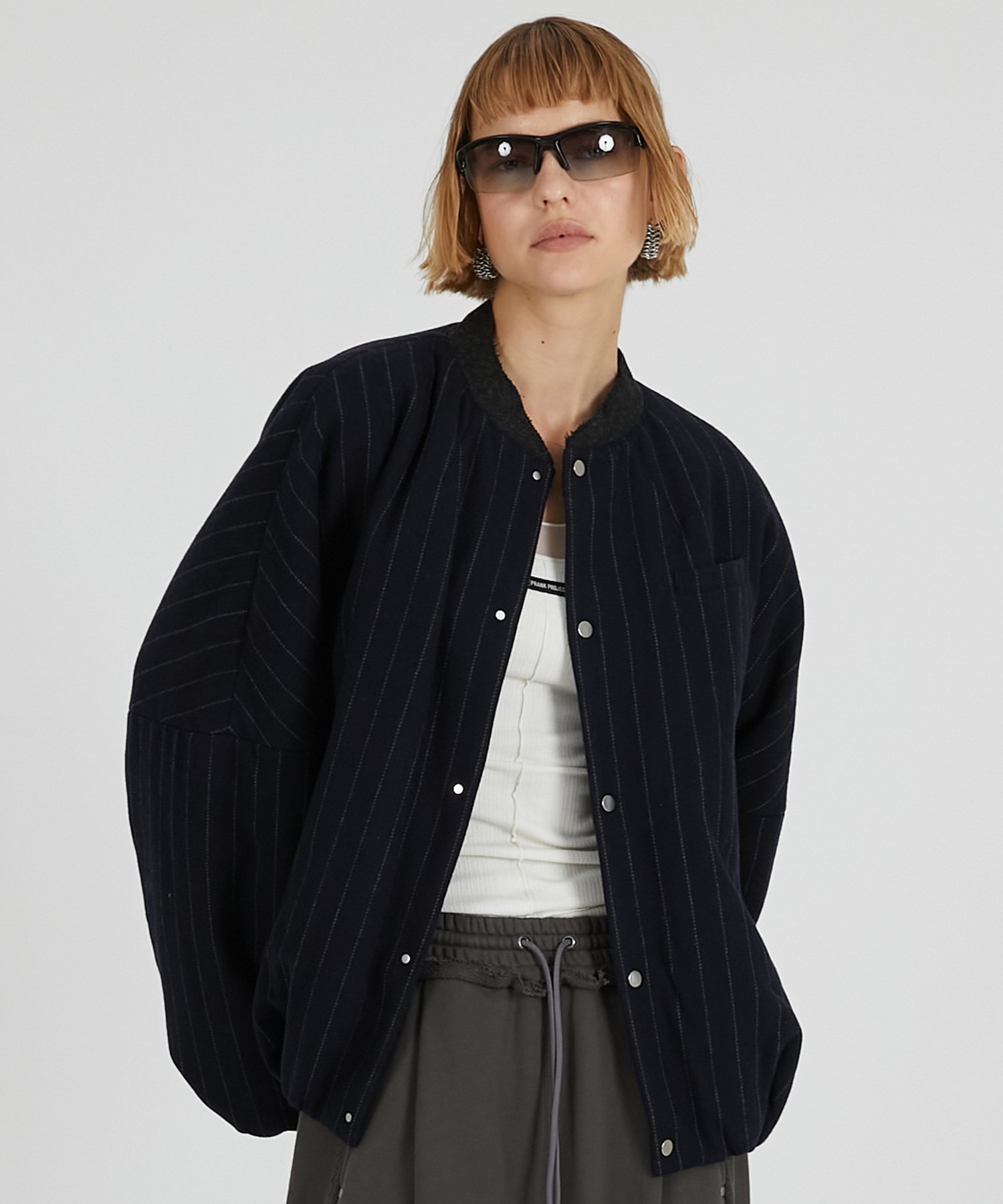 【プランク プロジェクト/PRANK PROJECT】のウールバルーンブルゾン インテリア・キッズ・メンズ・レディースファッション・服の通販 founy(ファニー) 　ファッション　Fashion　レディースファッション　Fashion for Women　アウター　Coat / Outerwear Collection　ブルゾンジャケット・スポーティアウター　Blouson Jackets　クラシック　Classic, Timeless Style　ストライプ　Stripe, Striped Pattern　ツイード　Twill, Twill Weave　バルーン　Balloon, Balloon Silhouette　フォルム　Silhouette, Form　ブルゾン　Blouson, Bomber Jacket　NVY|ID: prp329100004836729 ipo3291000000035234539