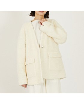 【メルローズ クレール/MELROSE claire】のツィードカーディガンジャケット 人気、トレンドファッション・服の通販 founy(ファニー) ファッション Fashion レディースファッション Fashion for Women ジャケット Jacket, Outerwear ストレッチ Stretch, Stretchy Fabric ツイード Twill, Twill Weave デニム Denim, Jeans Material |ID:prp329100004836738