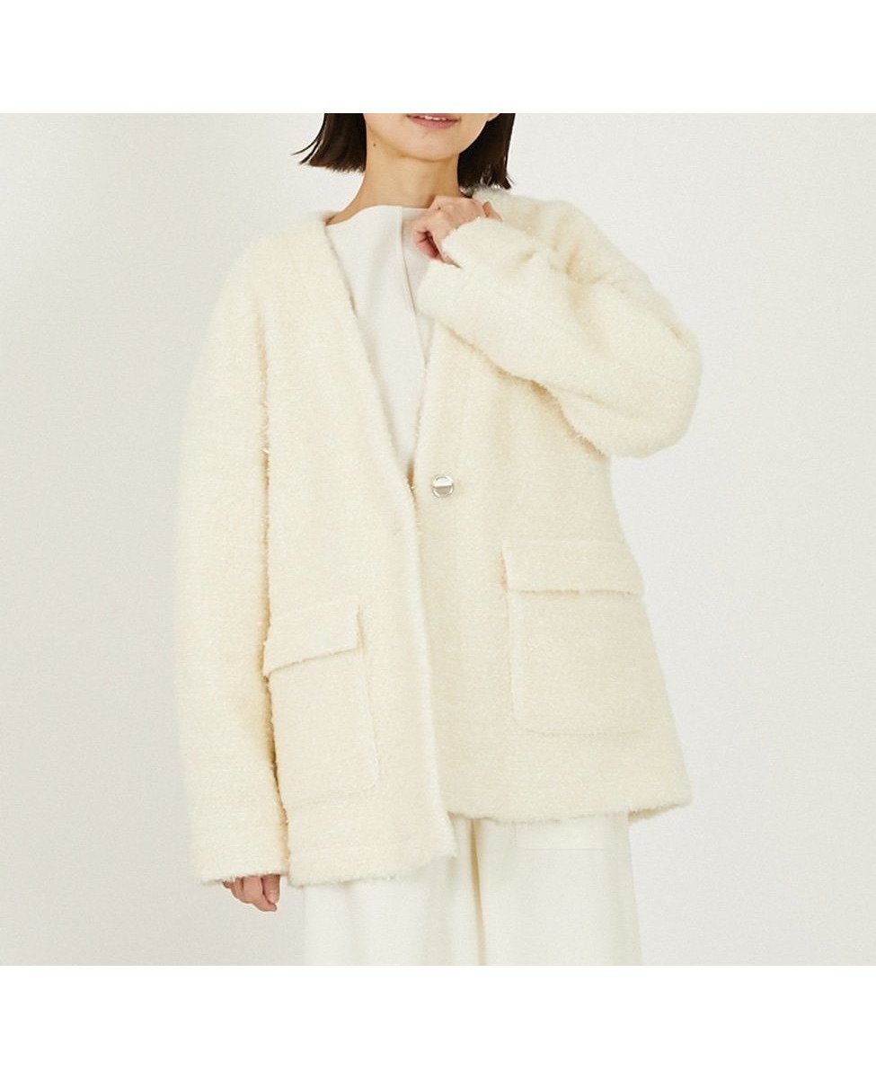 【メルローズ クレール/MELROSE claire】のツィードカーディガンジャケット 人気、トレンドファッション・服の通販 founy(ファニー) 　ファッション　Fashion　レディースファッション　Fashion for Women　ジャケット　Jacket, Outerwear　ストレッチ　Stretch, Stretchy Fabric　ツイード　Twill, Twill Weave　デニム　Denim, Jeans Material　 other-1|ID: prp329100004836738 ipo3291000000035234634