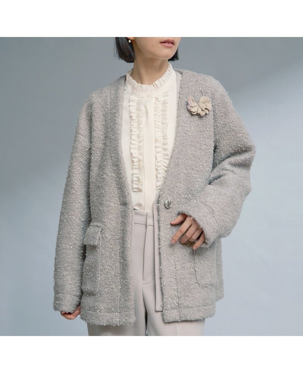 【メルローズ クレール/MELROSE claire】のツィードカーディガンジャケット インテリア・キッズ・メンズ・レディースファッション・服の通販 founy(ファニー) 　ファッション　Fashion　レディースファッション　Fashion for Women　ジャケット　Jacket, Outerwear　ストレッチ　Stretch, Stretchy Fabric　ツイード　Twill, Twill Weave　デニム　Denim, Jeans Material　チャコールグレー|ID: prp329100004836738 ipo3291000000035234637