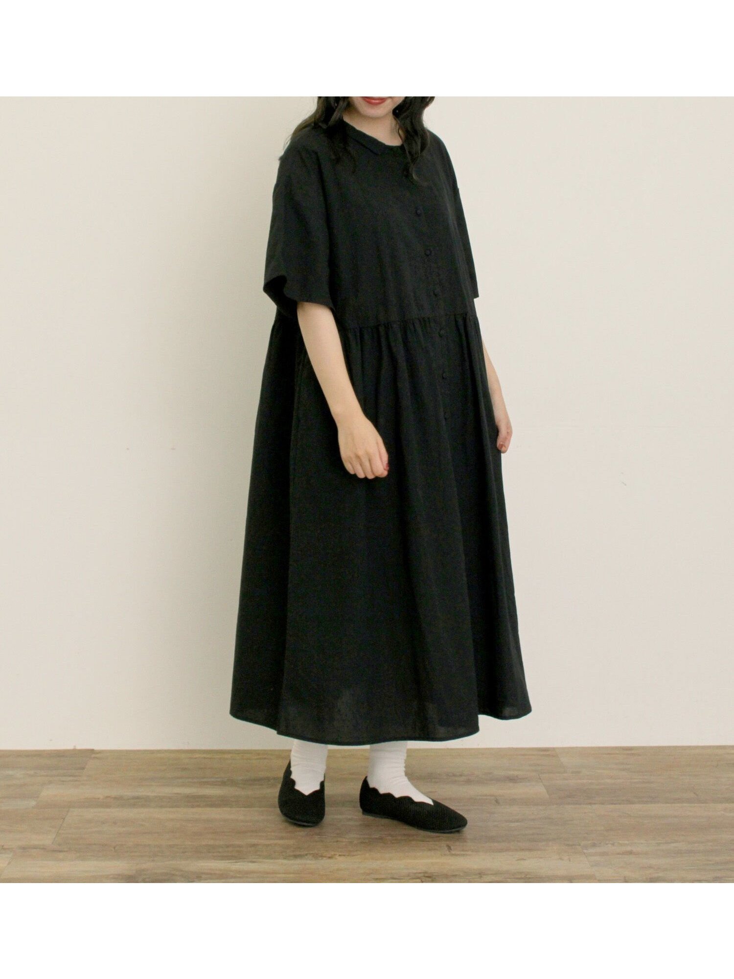 【サマンサモスモス/Samansa Mos2】の【WEB限定】ちび襟シャツワンピース インテリア・キッズ・メンズ・レディースファッション・服の通販 founy(ファニー) 　ファッション　Fashion　レディースファッション　Fashion for Women　ワンピース　Dresses　シャツワンピース / 1枚で着映えコーデ　Shirt Dresses　ギャザー　Gathered, Ruffled　シンプル　Simple, Minimal　レース　Lace, Lace Fabric　エレガント 上品　Elegant　切替　Switching, Contrast Panel　ブラック|ID: prp329100004836767 ipo3291000000035235184