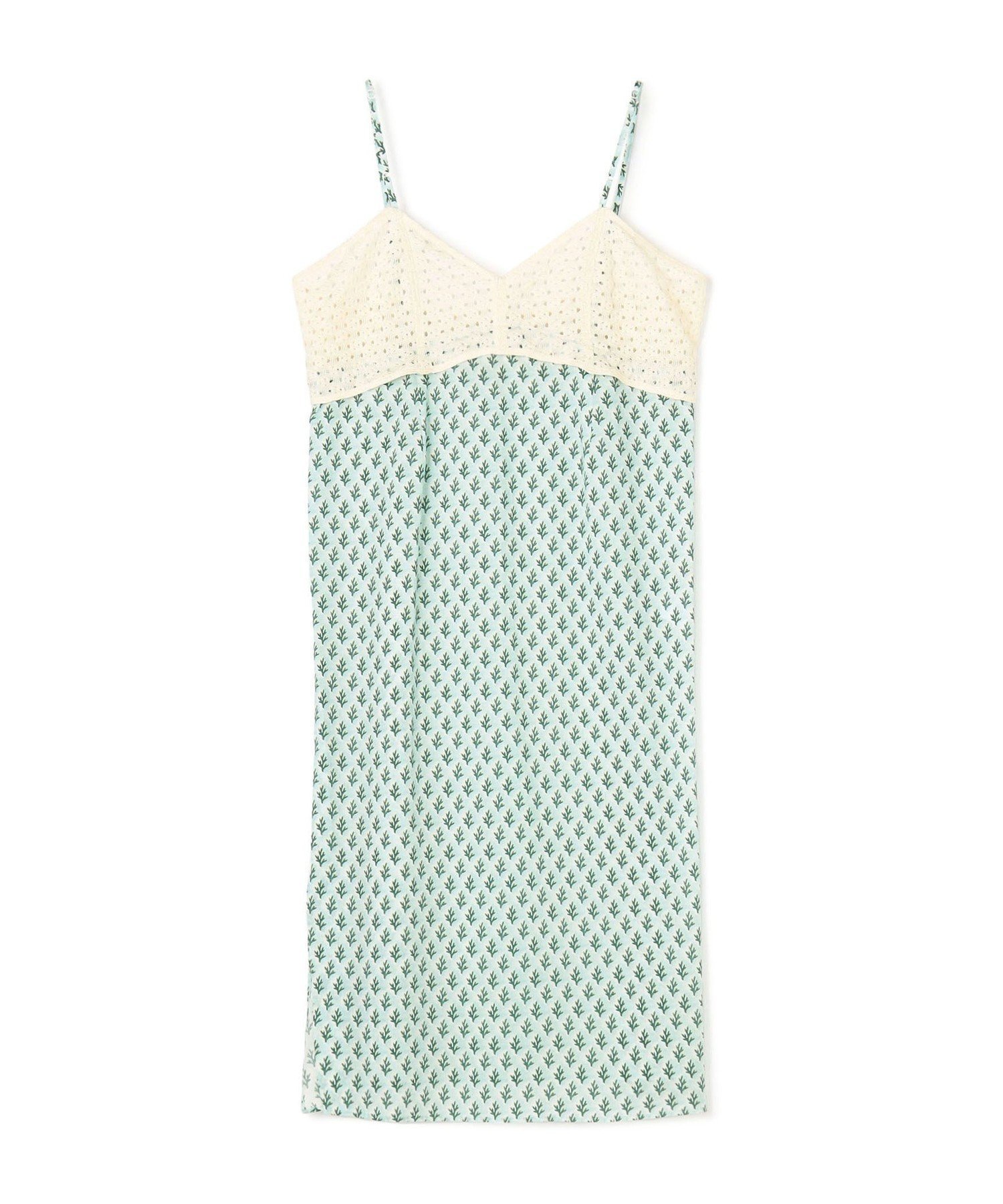 【トゥモローランド/TOMORROWLAND】のリバティプリントレース キャミソールワンピース インテリア・キッズ・メンズ・レディースファッション・服の通販 founy(ファニー) 　ファッション　Fashion　レディースファッション　Fashion for Women　ワンピース　Dresses　インナー　Innerwear　キャミソール　Camisole, Spaghetti Strap Top　ドレス　Dress, One-Piece　ミックス　Mix, Mixed Style　レース　Lace, Lace Fabric　54 グリーン系|ID: prp329100004836788 ipo3291000000035235501