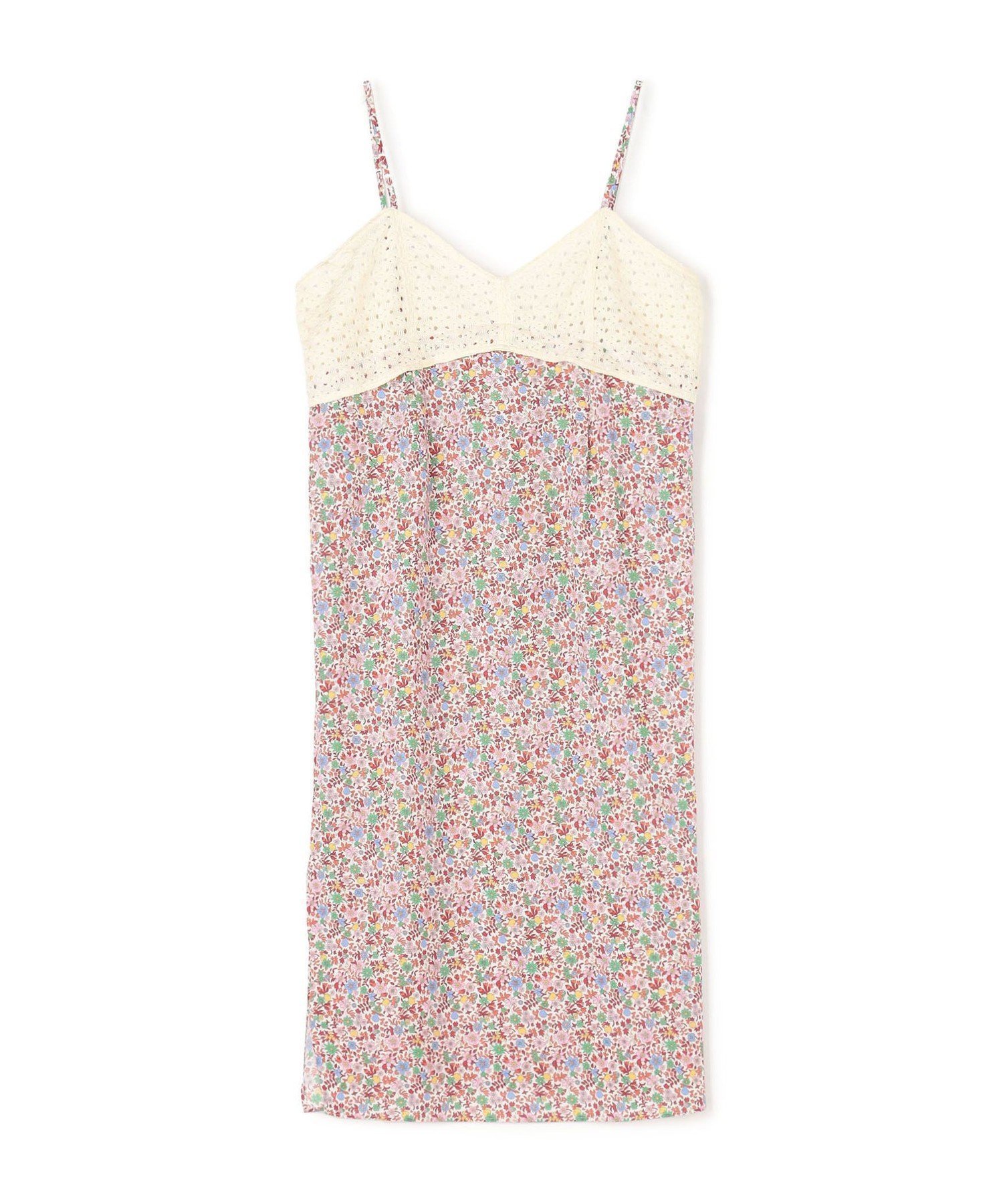 【トゥモローランド/TOMORROWLAND】のリバティプリントレース キャミソールワンピース インテリア・キッズ・メンズ・レディースファッション・服の通販 founy(ファニー) 　ファッション　Fashion　レディースファッション　Fashion for Women　ワンピース　Dresses　インナー　Innerwear　キャミソール　Camisole, Spaghetti Strap Top　ドレス　Dress, One-Piece　ミックス　Mix, Mixed Style　レース　Lace, Lace Fabric　34 ピンク系|ID: prp329100004836788 ipo3291000000035235503