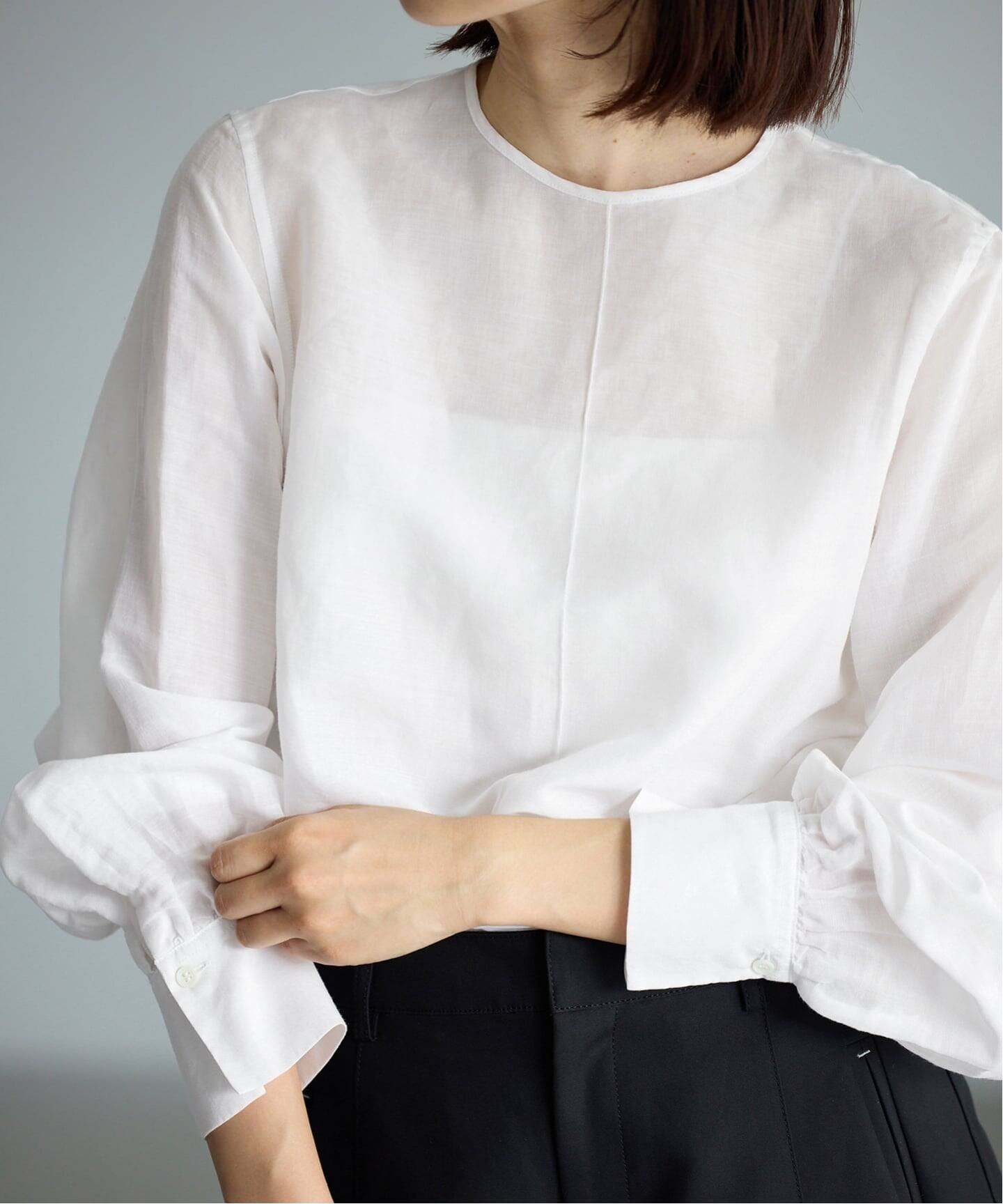 【イエナ/IENA】の《WEB限定/追加2 》ラミーリヨセルノーカラーブラウス インテリア・キッズ・メンズ・レディースファッション・服の通販 founy(ファニー) 　ファッション　Fashion　レディースファッション　Fashion for Women　トップス・カットソー　Cut & Sew Tops　シャツ・ブラウス・オフィスカジュアル　Elegant Blouses & Button-Ups　2026年　2026　コンパクト　Compact, Small Size　スリット　Slit, Slit Detail　バランス　Balance, Style Balance　パール　Pearl, Pearl Accent　定番　Standard, Basic Item　ホワイト|ID: prp329100004836799 ipo3291000000035235666