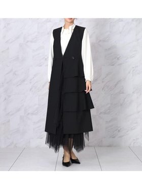 【ヴァン/Vin】のアシメフリルジレワンピ 人気、トレンドファッション・服の通販 founy(ファニー) ファッション Fashion レディースファッション Fashion for Women アウター Coat / Outerwear Collection アシンメトリー Asymmetrical Style カットソー Cut and Sewn Top シンプル Simple, Minimal ジャンスカ Jumper Skirt, Pinafore Dress タートルネック Turtleneck, High Neck ダウン Down, Puffer バランス Balance, Style Balance フリル Frill, Ruffle フロント Front, Front Design エレガント 上品 Elegant |ID:prp329100004836827