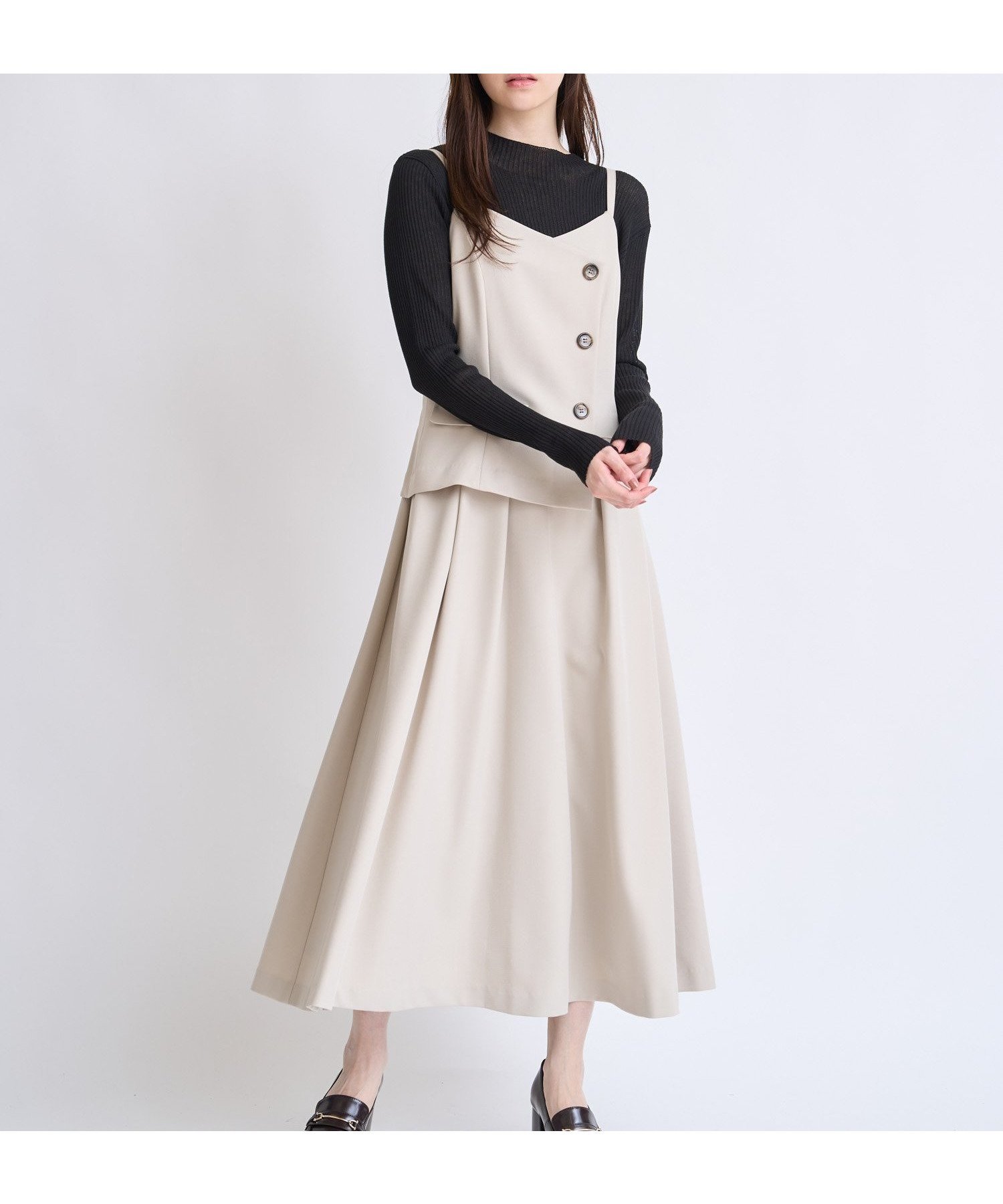 【ノエラ/Noela】のビスチェライクキャミワンピース インテリア・キッズ・メンズ・レディースファッション・服の通販 founy(ファニー) 　ファッション　Fashion　レディースファッション　Fashion for Women　ワンピース　Dresses　キャミソールワンピース　Camisole Dresses　キャミワンピース　Cami Dress, Slip Dress　バランス　Balance, Style Balance　ビスチェ　Bustier, Corset Top　ポケット　Pocket, Pocket Detail　ラップ　Wrap, Wrap Design　ベージュ|ID: prp329100004836835 ipo3291000000035236021