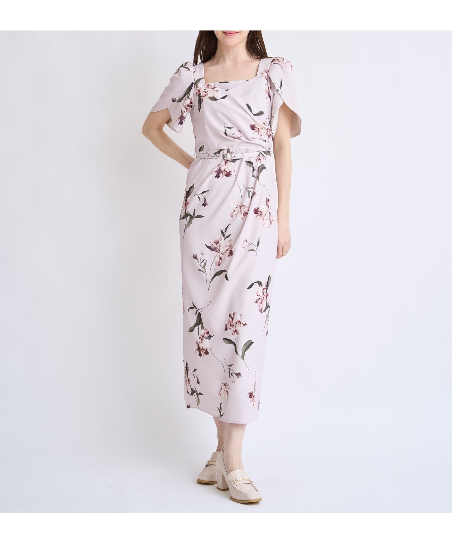 【ノエラ/Noela】のペイントフラワーワンピース インテリア・キッズ・メンズ・レディースファッション・服の通販 founy(ファニー) 　ファッション　Fashion　レディースファッション　Fashion for Women　ワンピース　Dresses　スリーブ　Sleeve, Long Sleeve / Short Sleeve　チューリップ　Tube, Tube Top　ドレープ　Drape, Draping Fabric　プリント　Print, Printed Pattern　ポケット　Pocket, Pocket Detail　エレガント 上品　Elegant　ピンク|ID: prp329100004836837 ipo3291000000035236027