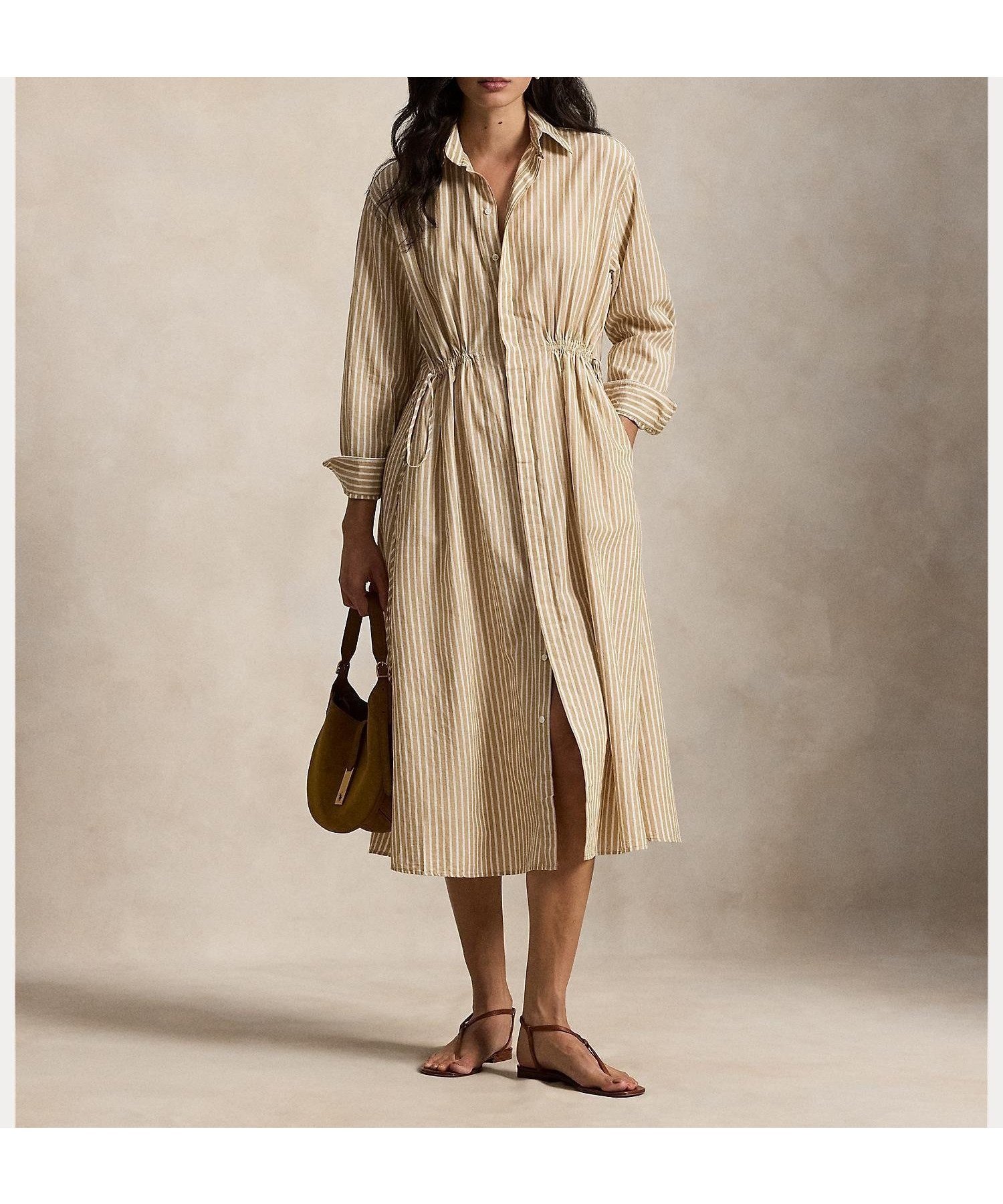 【ラルフローレン/RALPH LAUREN】のストライプド コットンリネン ドローコード シャツドレス 人気、トレンドファッション・服の通販 founy(ファニー) 　ファッション　Fashion　レディースファッション　Fashion for Women　トップス・カットソー　Cut & Sew Tops　シャツ・ブラウス・オフィスカジュアル　Elegant Blouses & Button-Ups　ワンピース　Dresses　フォーマル・パーティードレス・結婚式用ドレス　Elegant & Casual Dresses　くるぶし　Ankle-Length　カフス　Cuff Design　ギャザー　Gathered, Ruffled　ショルダー　Shoulder, Shoulder Strap　ストライプ　Stripe, Striped Pattern　スリット　Slit, Slit Detail　テクスチャー　Texture, Textured Fabric　ドレス　Dress, One-Piece　ドロップ　Drop Shoulder, Dropped Style　ドローコード　Drawcord, Drawstring Cord　フィット　Fit, Slim Fit　フロント　Front, Front Design　プリーツ　Pleats, Pleated　ボックス　Boxy, Box Shape　ヨーク　Yoke, Yoke Design　リネン　Linen, Linen Fabric　リラックス　Relax, Relaxed Fit　長袖　Long Sleeve, Full Sleeve　 other-1|ID: prp329100004836845 ipo3291000000035236075