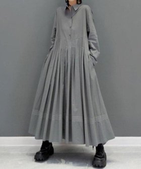 【スピーガ/SPIGA】のライン入りロングプリーツシャツワンピース 人気、トレンドファッション・服の通販 founy(ファニー) ファッション Fashion レディースファッション Fashion for Women ワンピース Dresses シャツワンピース / 1枚で着映えコーデ Shirt Dresses |ID:prp329100004836853