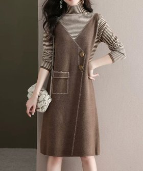 【ミニミニストア/miniministore】のレイヤード風ニットワンピース レディース 人気、トレンドファッション・服の通販 founy(ファニー) ファッション Fashion レディースファッション Fashion for Women ワンピース Dresses ニットワンピース Knit Dresses アクリル Acrylic Material シンプル Simple, Minimal 長袖 Long Sleeve, Full Sleeve ハイネック High Neck, Mock Neck フェミニン Feminine, Girly フロント Front, Front Design ボーダー Border, Stripe ポケット Pocket, Pocket Detail ロング Long, Long-Length A/W・秋冬 Autumn/Winter おすすめ Recommended / Our Picks |ID:prp329100004836861