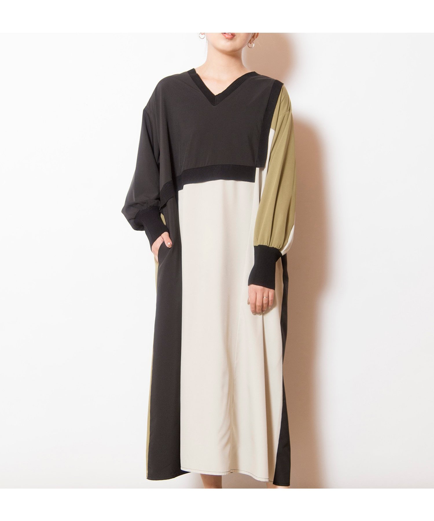 【オズモーシス/OSMOSIS】の2WAY配色切替ワンピース インテリア・キッズ・メンズ・レディースファッション・服の通販 founy(ファニー) 　ファッション　Fashion　レディースファッション　Fashion for Women　ワンピース　Dresses　インナー　Innerwear　ブロック　Block, Solid Block Pattern　ポケット　Pocket, Pocket Detail　再入荷　Restock / Back in Stock　切替　Switching, Contrast Panel　夏　Summer　S/S・春夏　SS, Spring/Summer, Warm Season　L.BEIGE|ID: prp329100004836865 ipo3291000000035236176